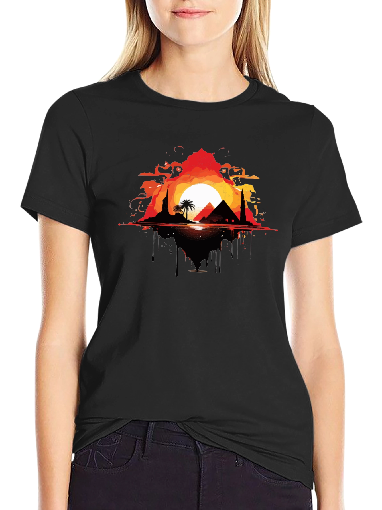 Black Egyptian Sunset Graphic Tee - Black view 2