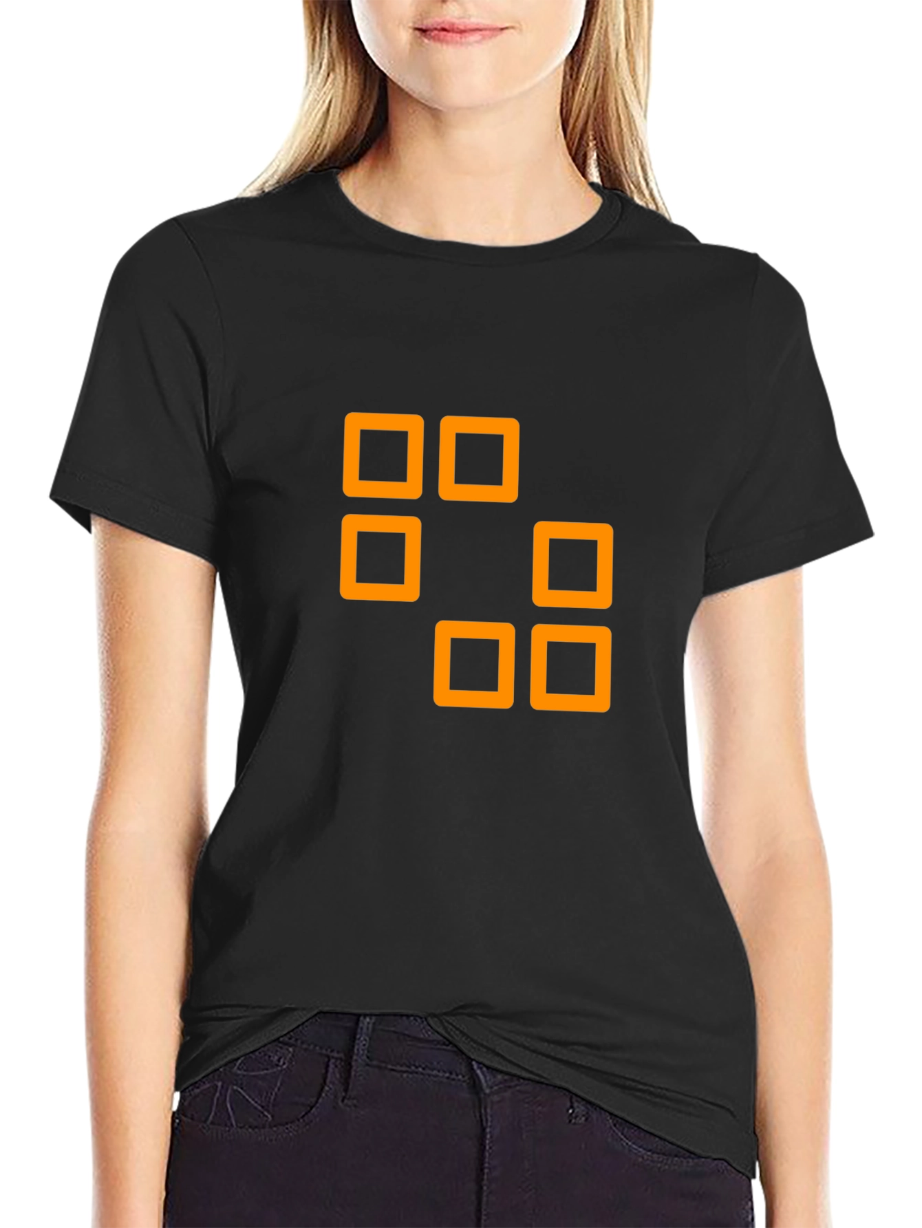 Black Geometric Squares Graphic Tee - Black view 2