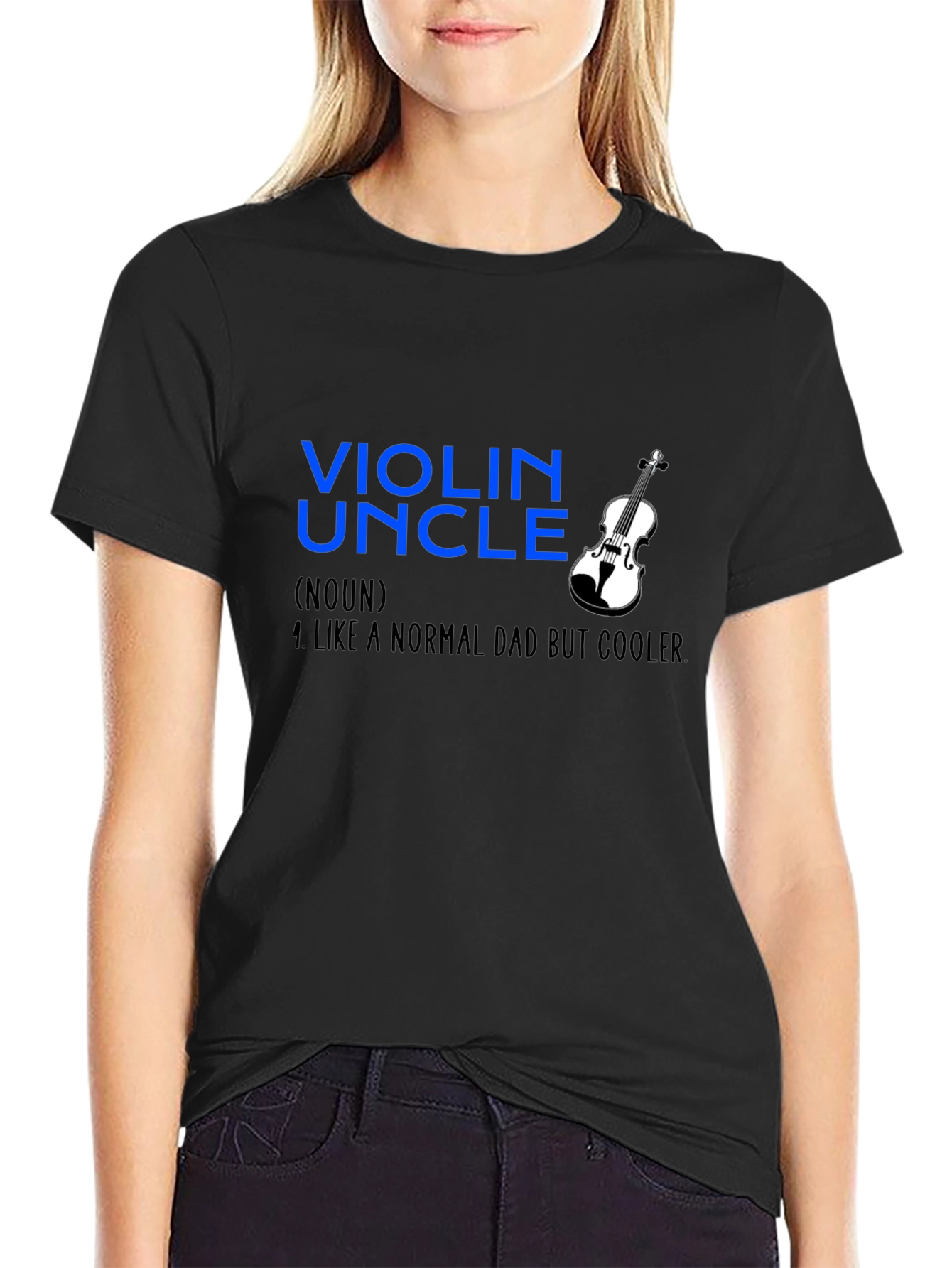 Black Violin Uncle T-Shirt - Like a Normal Dad But Cooler view 2