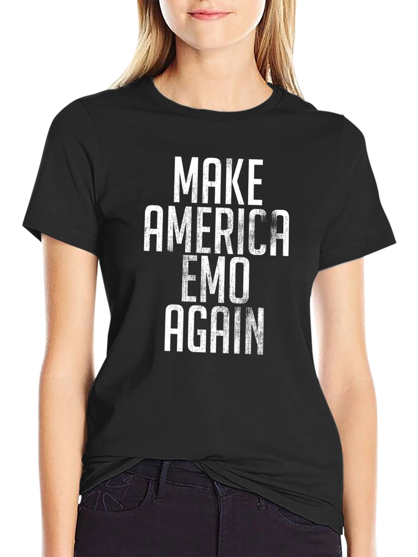 Black Make America Emo Again Graphic Tee view 2
