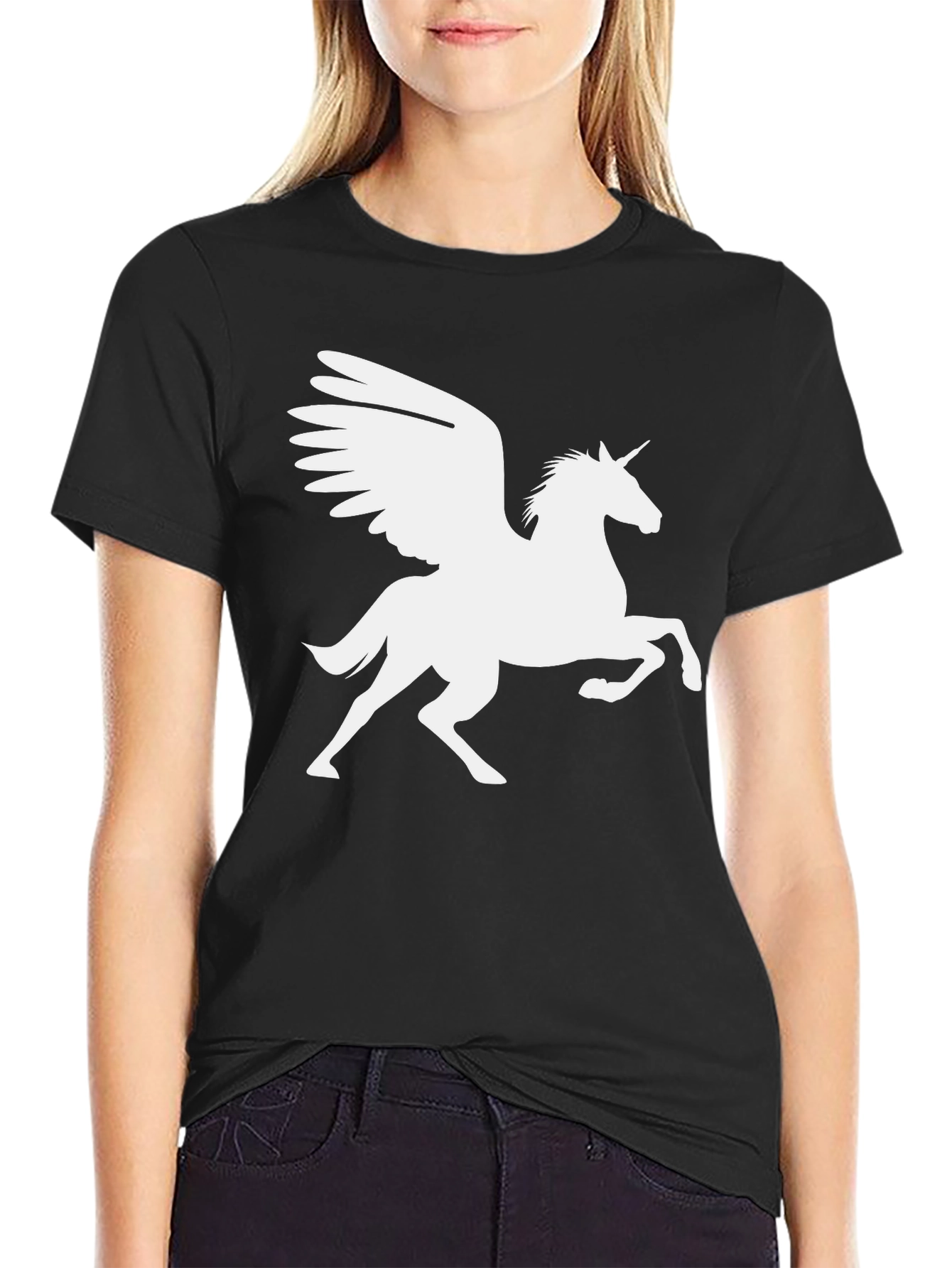 Black Black Unicorn Pegasus Graphic Tee view 2