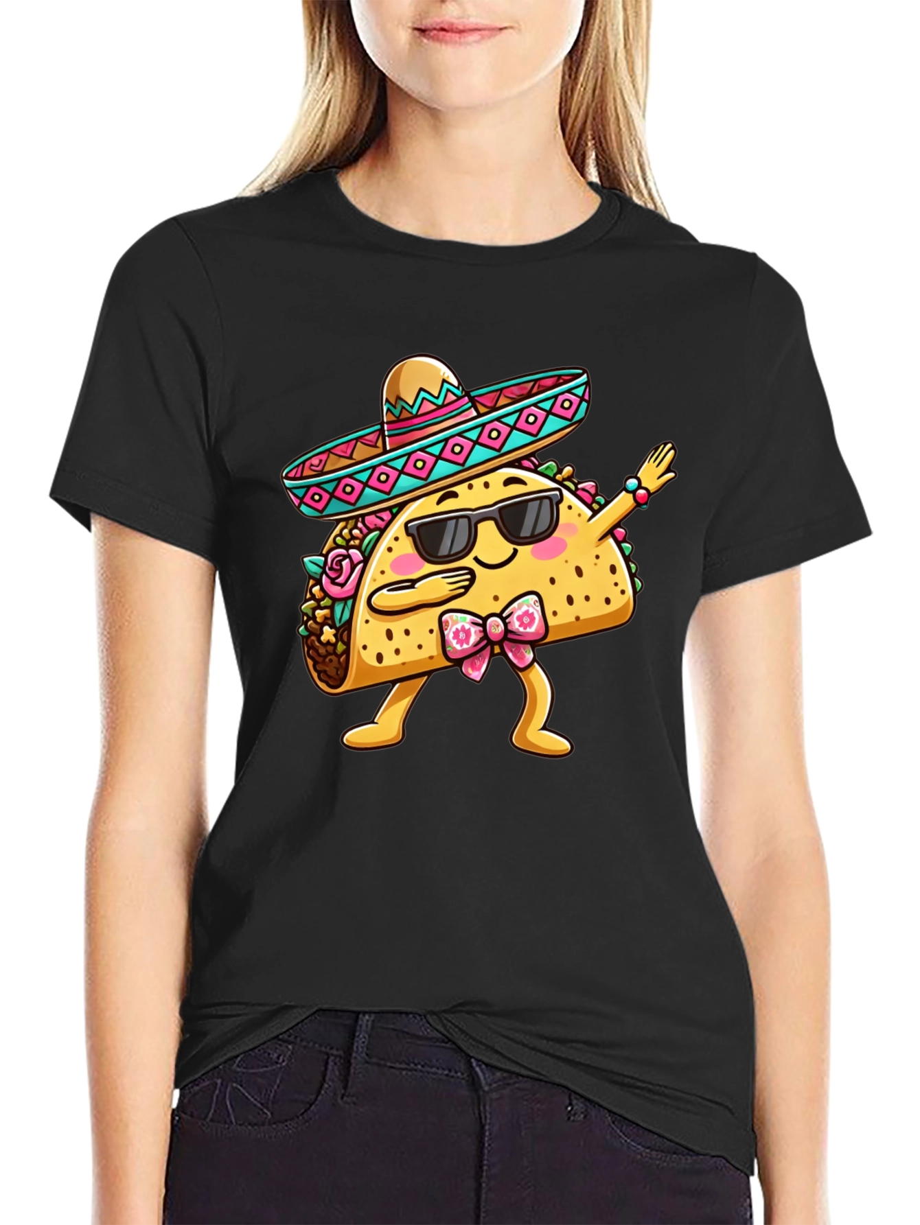 Black Dabbing Taco T-Shirt - Funny Cinco de Mayo Tee view 2