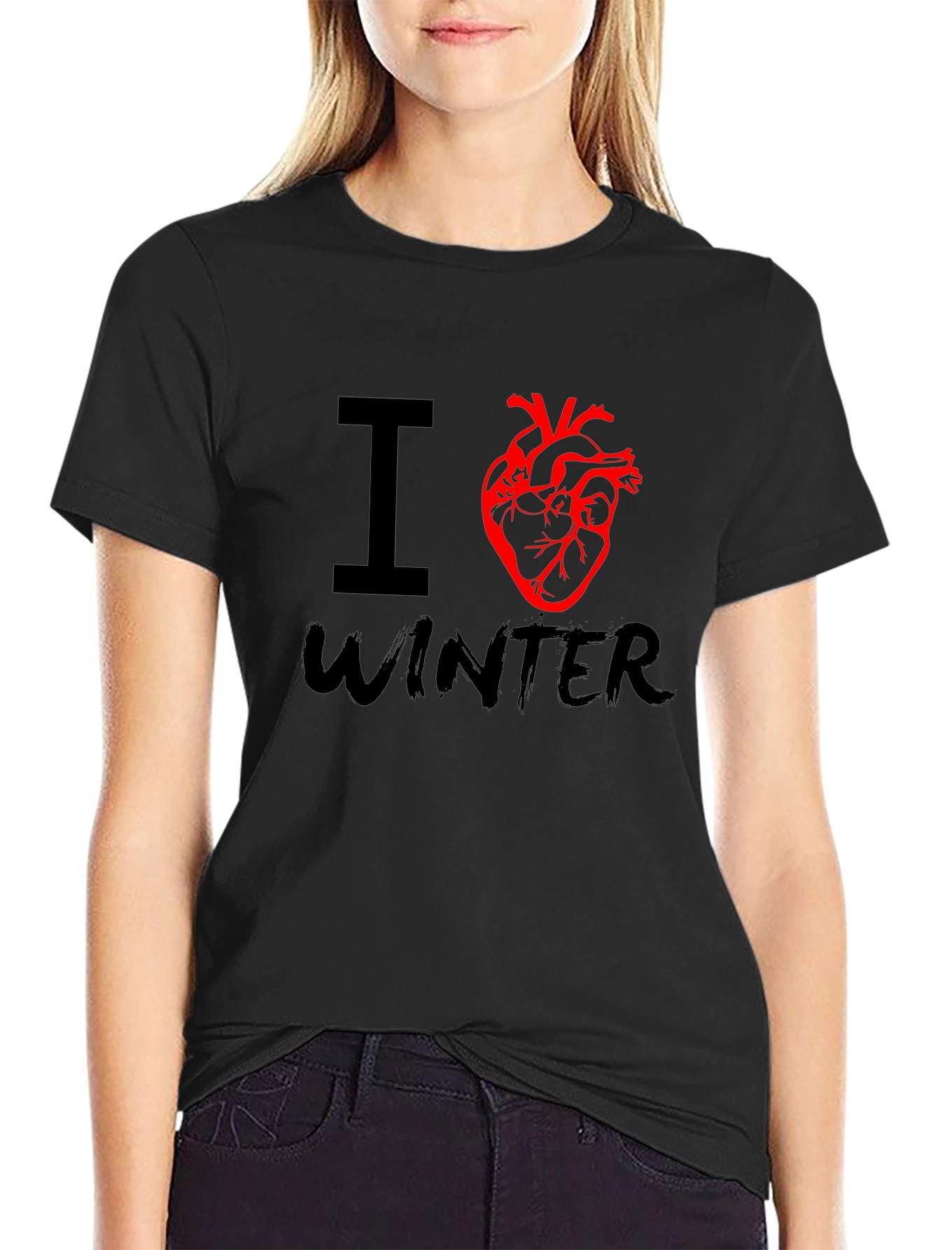 Black I Heart Winter Graphic Tee - Black view 2