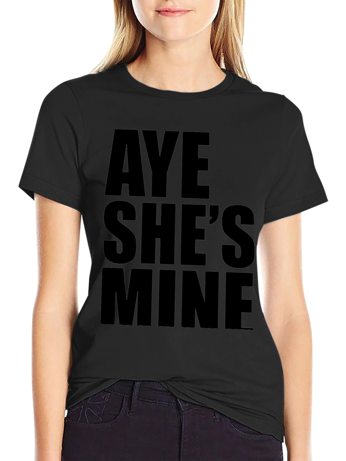 Black Aye She's Mine Black Graphic Tee view 2
