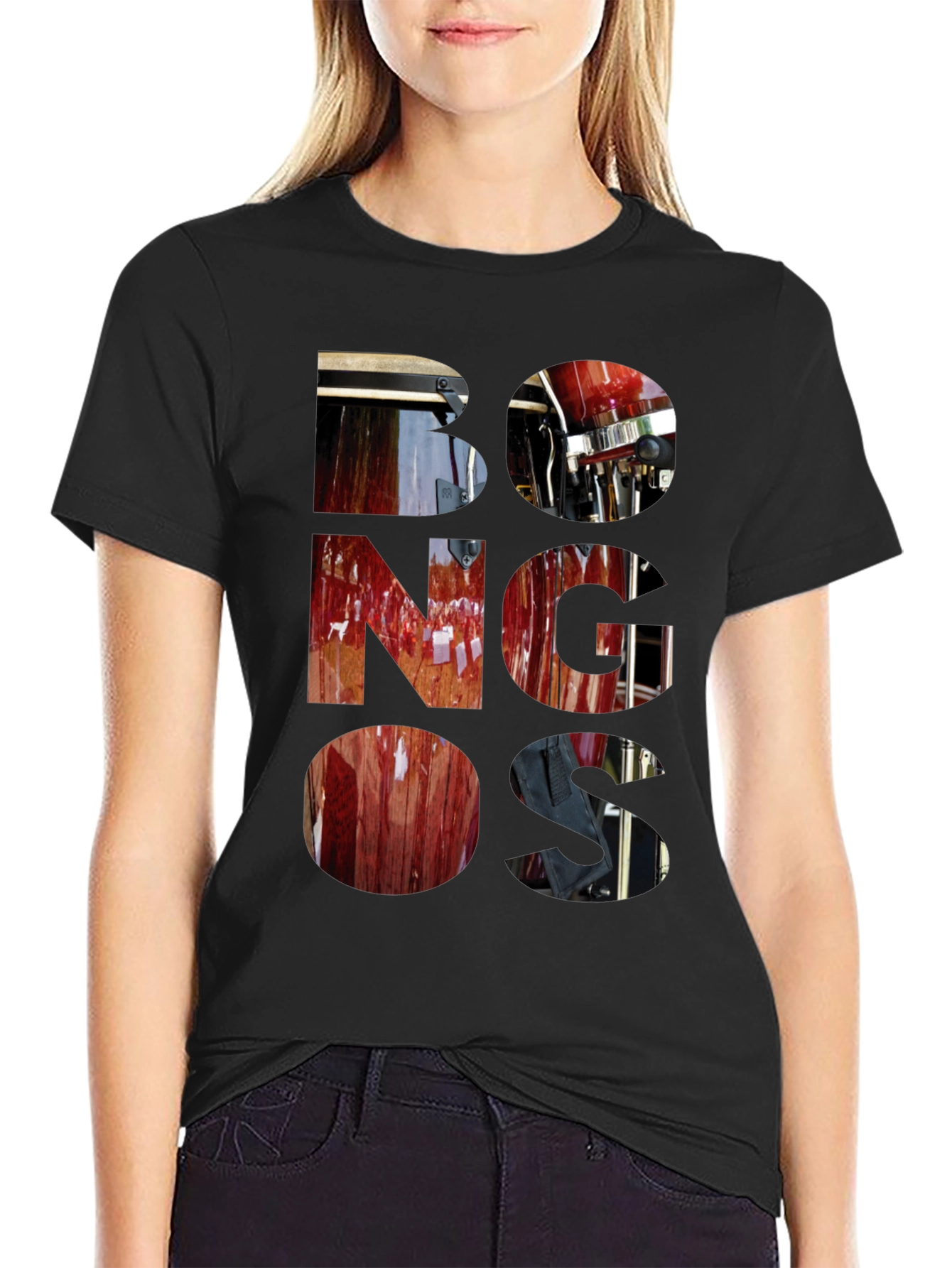 Black Bongos Graphic T-Shirt - Stylish Music Lover Tee view 2