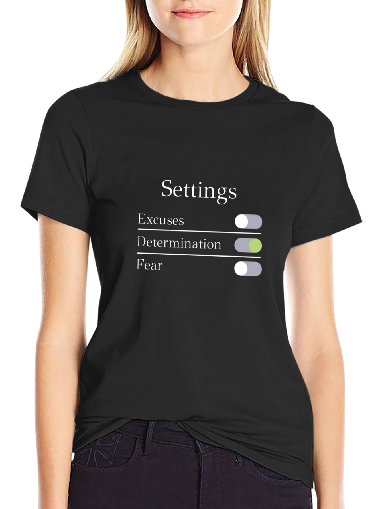 Black Settings: Determination Activated - Graphic T-Shirt view 2