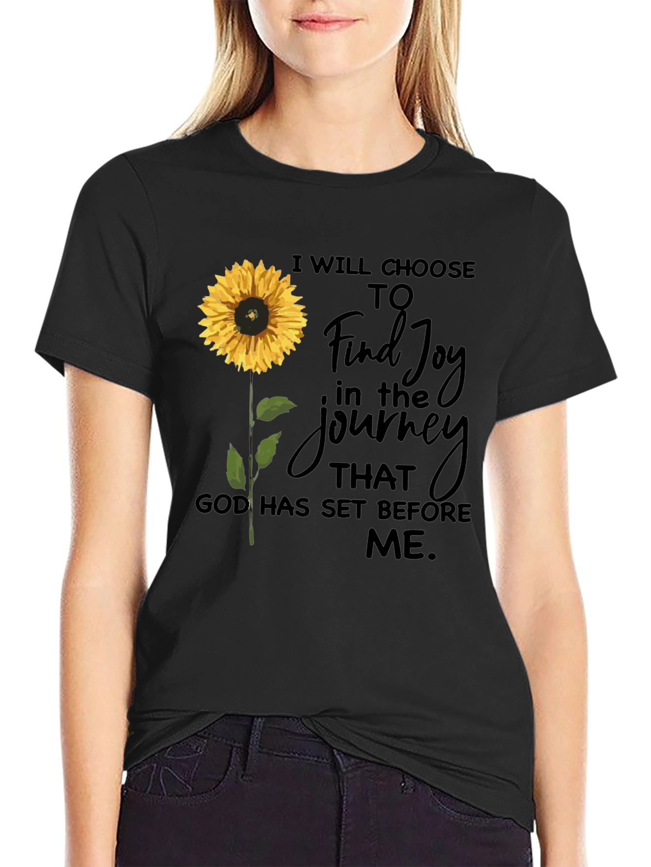 Black Sunflower Joy Journey T-Shirt view 2