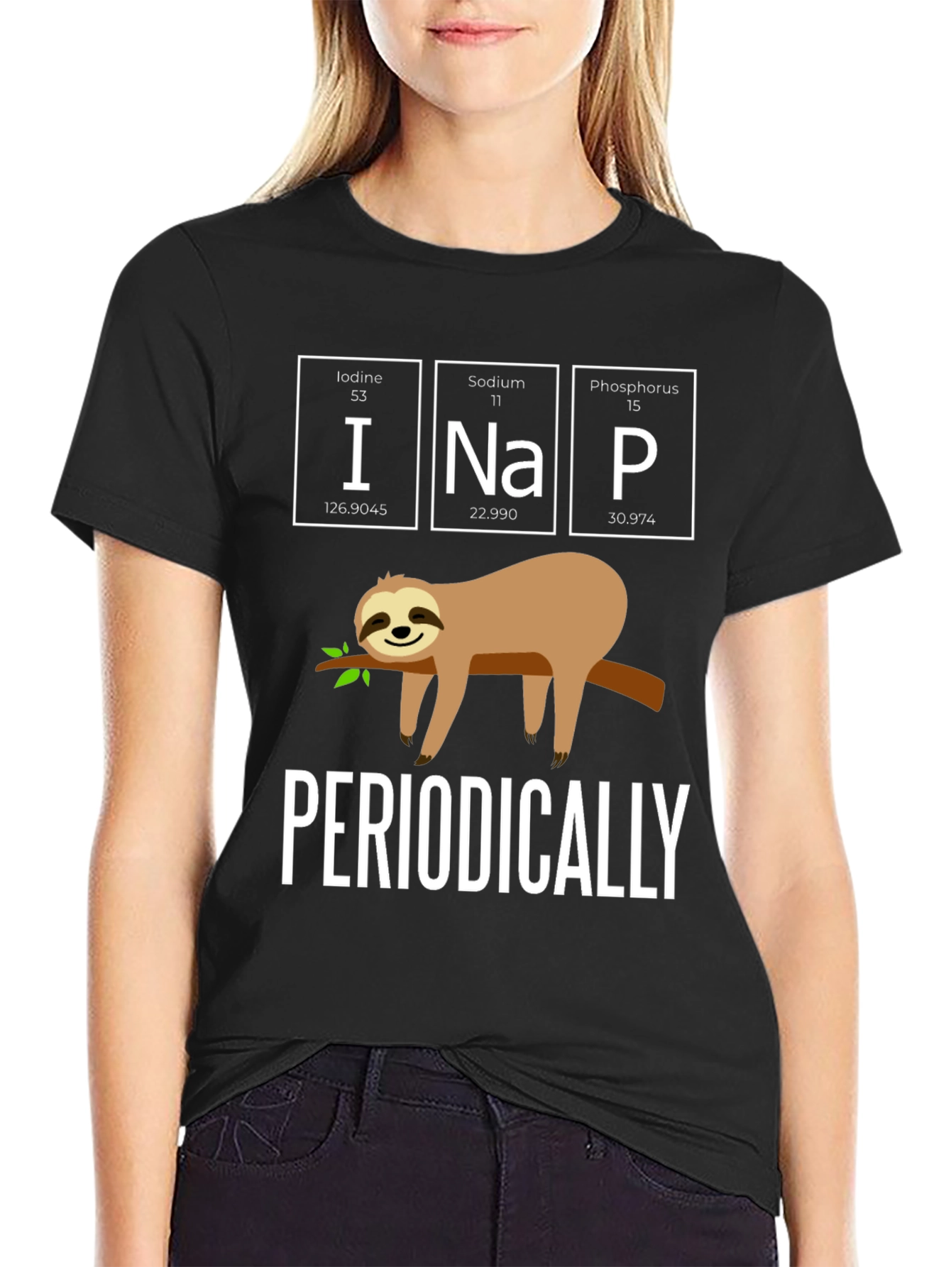 Black INaP Periodically Sloth Black T-Shirt view 2