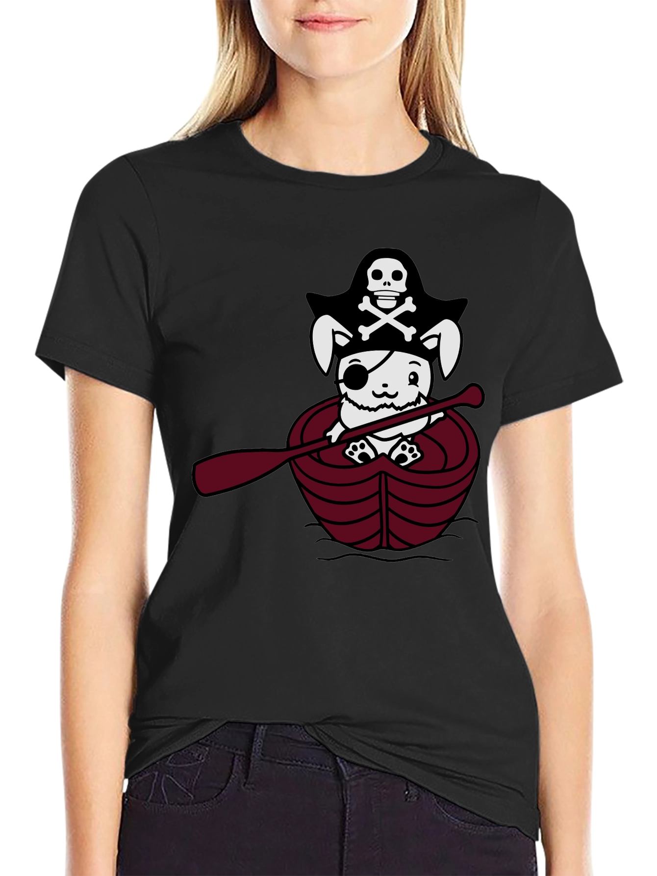 Black Pirate Bunny T-Shirt - Cute Nautical Tee view 2