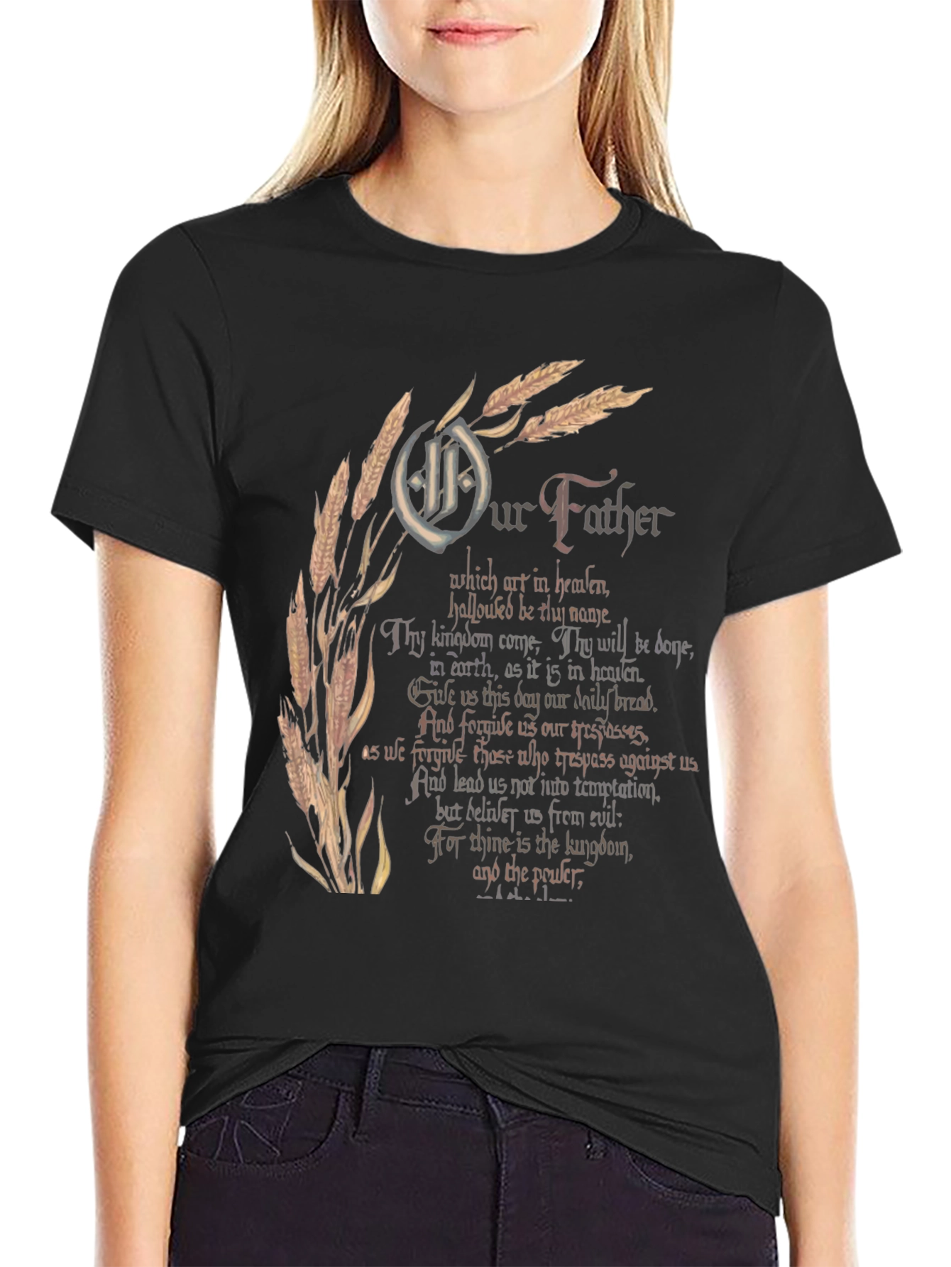 Black Our Father Graphic Print Black T-Shirt view 2