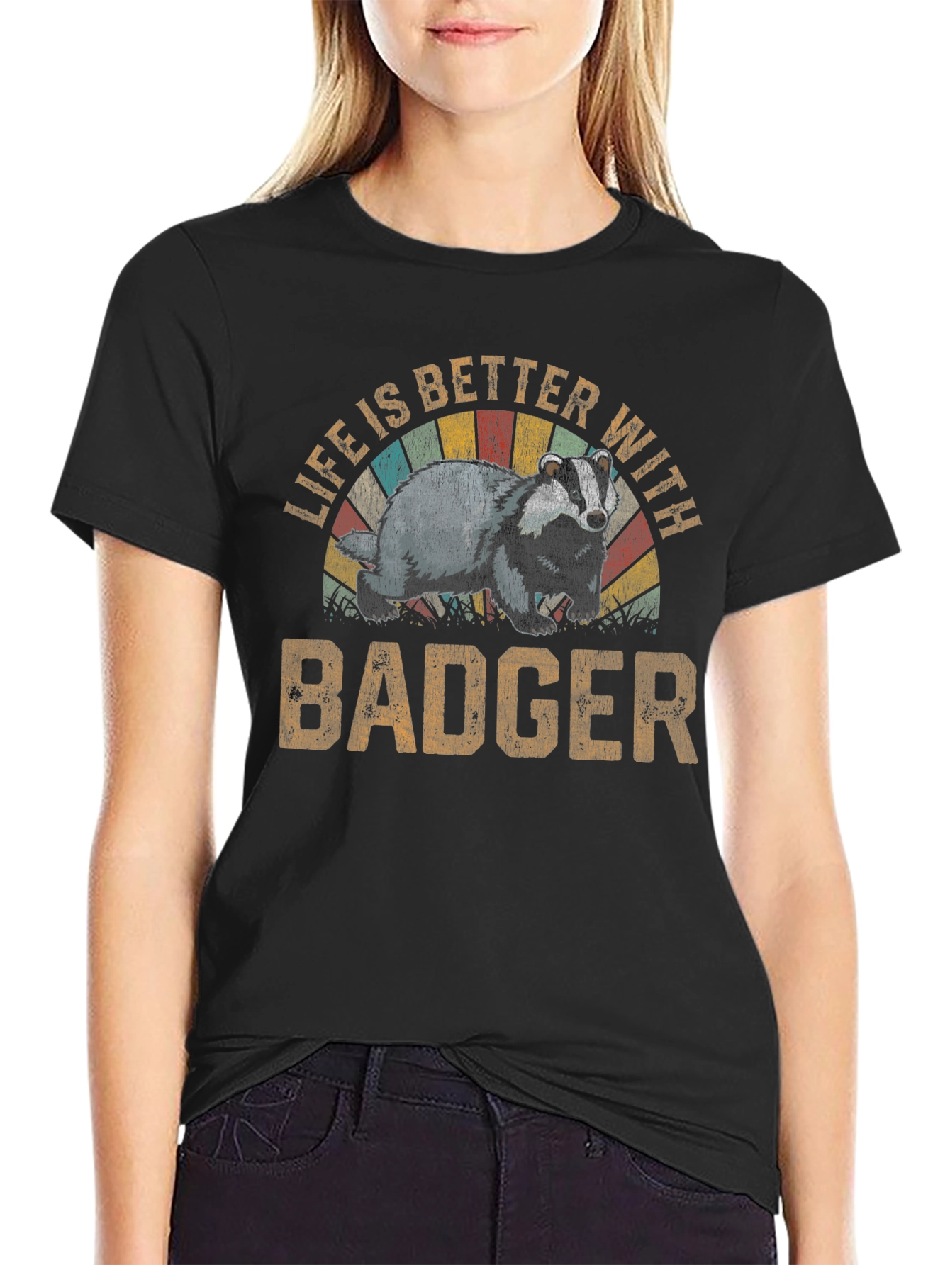 Black Life is Better with Badger T-Shirt view 2