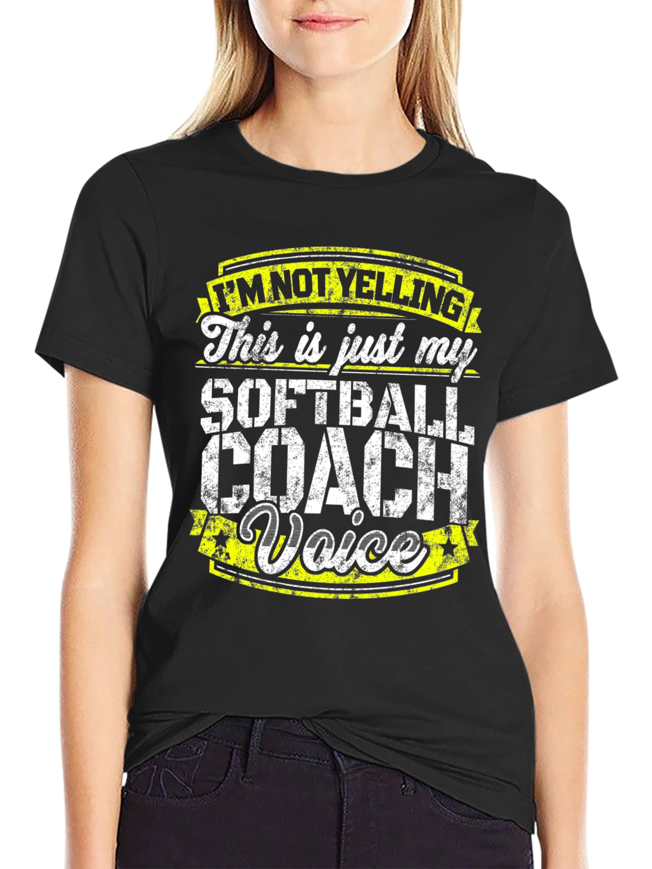 Black Softball Coach Voice T-Shirt - Funny Design view 2