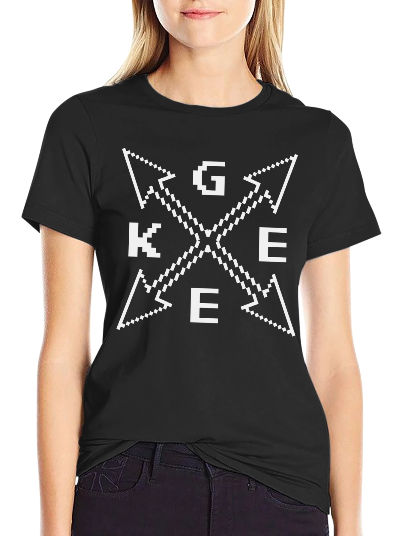 Black Gamer Pixel Arrow T-Shirt - Graphic Tee view 2