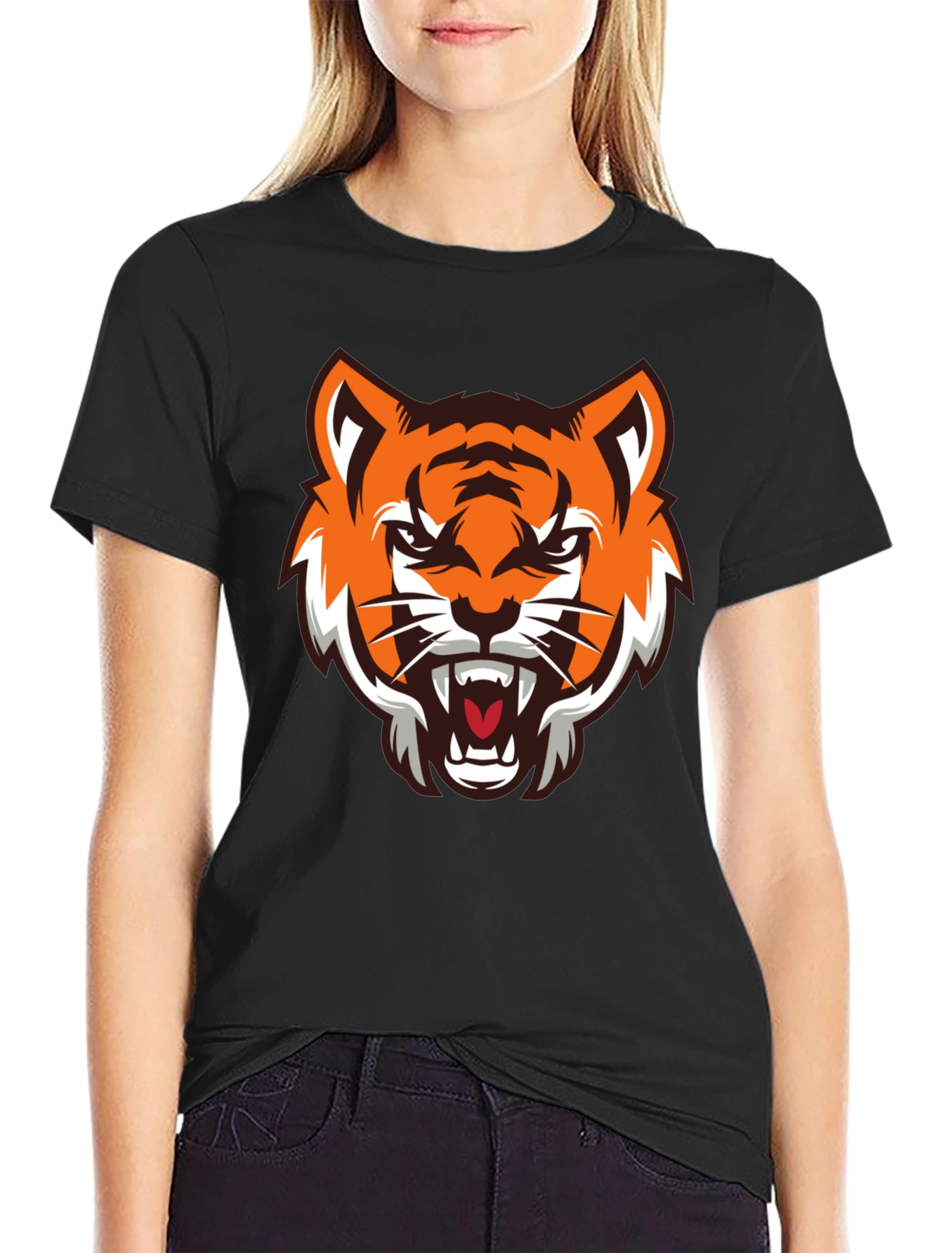 Black Tiger Graphic Black T-Shirt view 2