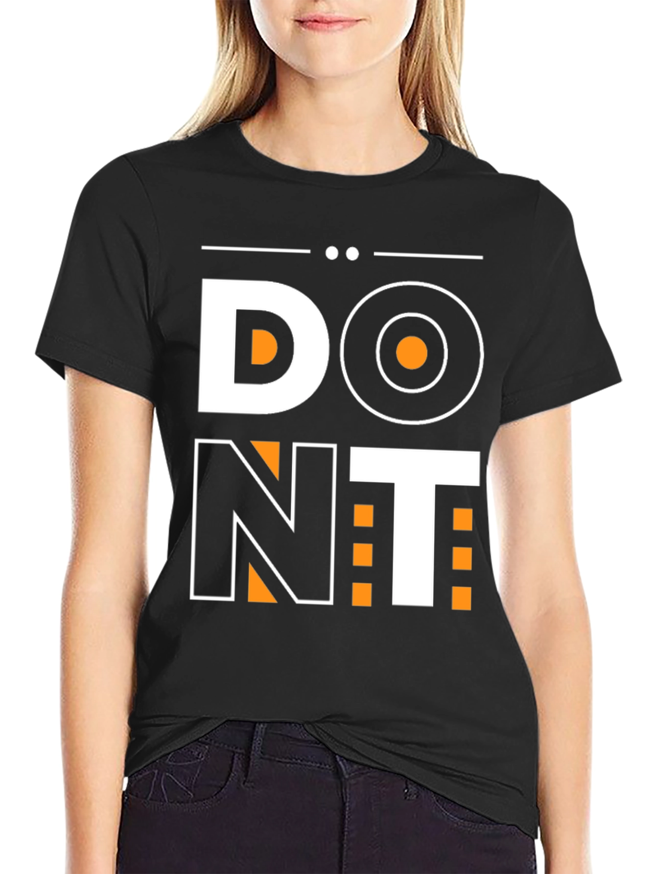 Black Bold "DO NT" Graphic Tee - Statement Shirt view 2