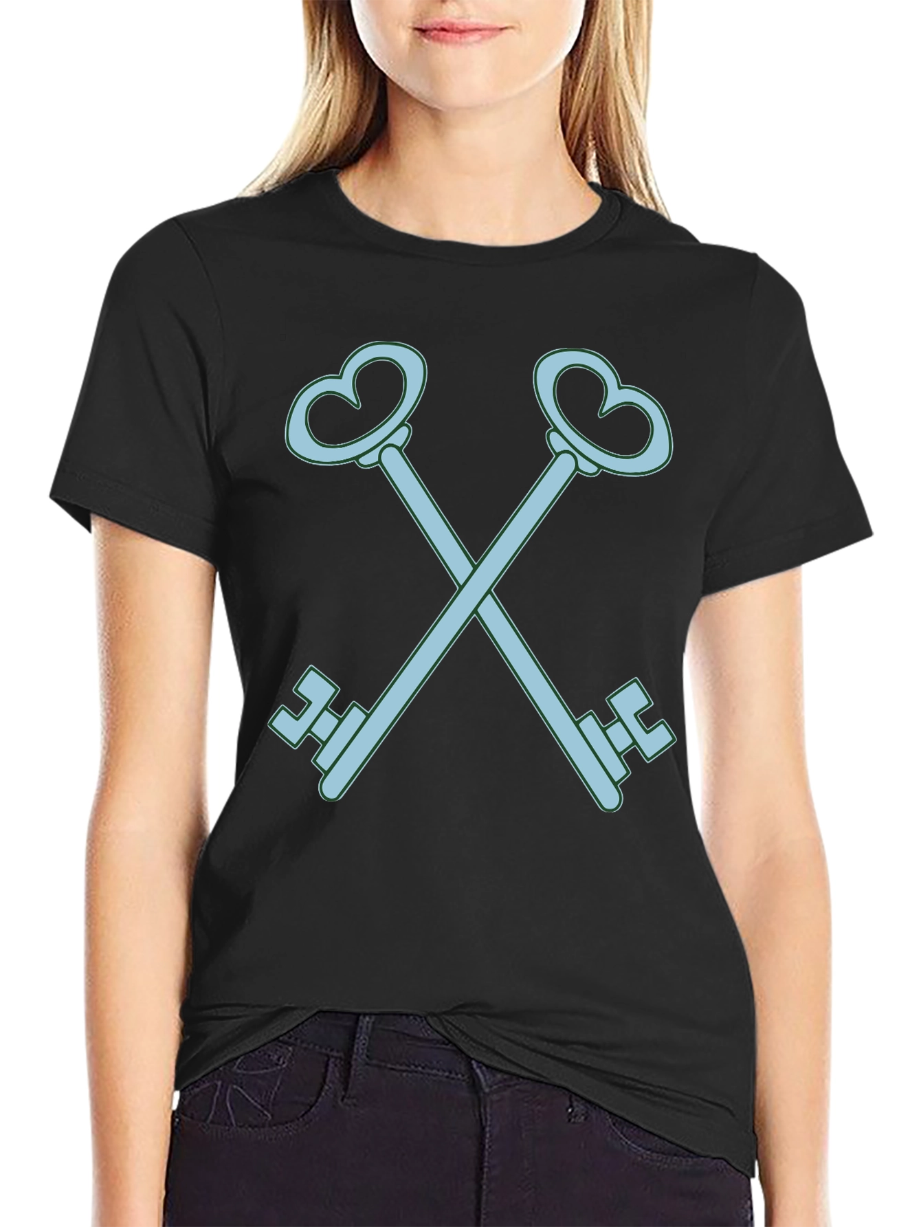 Black Heart Key Graphic Tee - Black Cotton view 2
