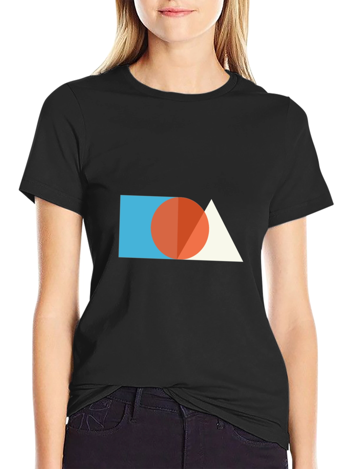 Black Geometric Graphic Tee - Modern Minimalist Design view 2