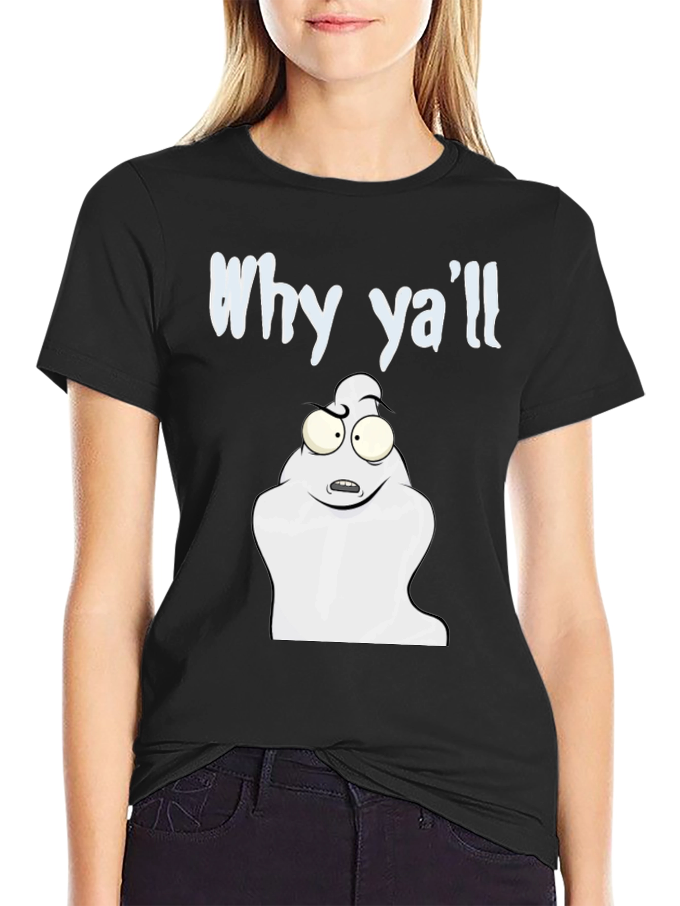Black Why Ya'll Funny Ghost T-Shirt - Black Cotton Tee view 2
