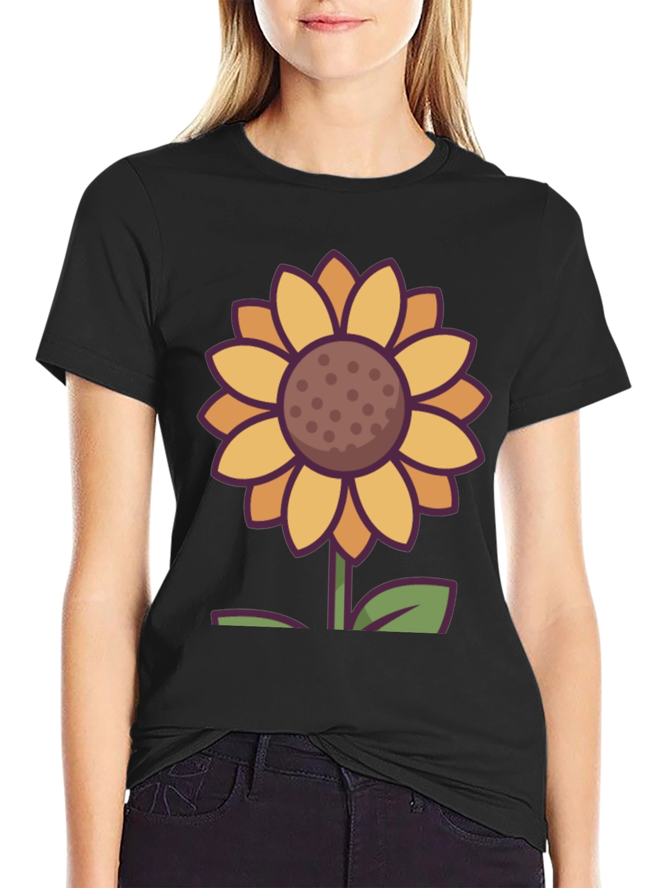Black Sunflower Graphic Tee - Unisex Black T-Shirt view 2