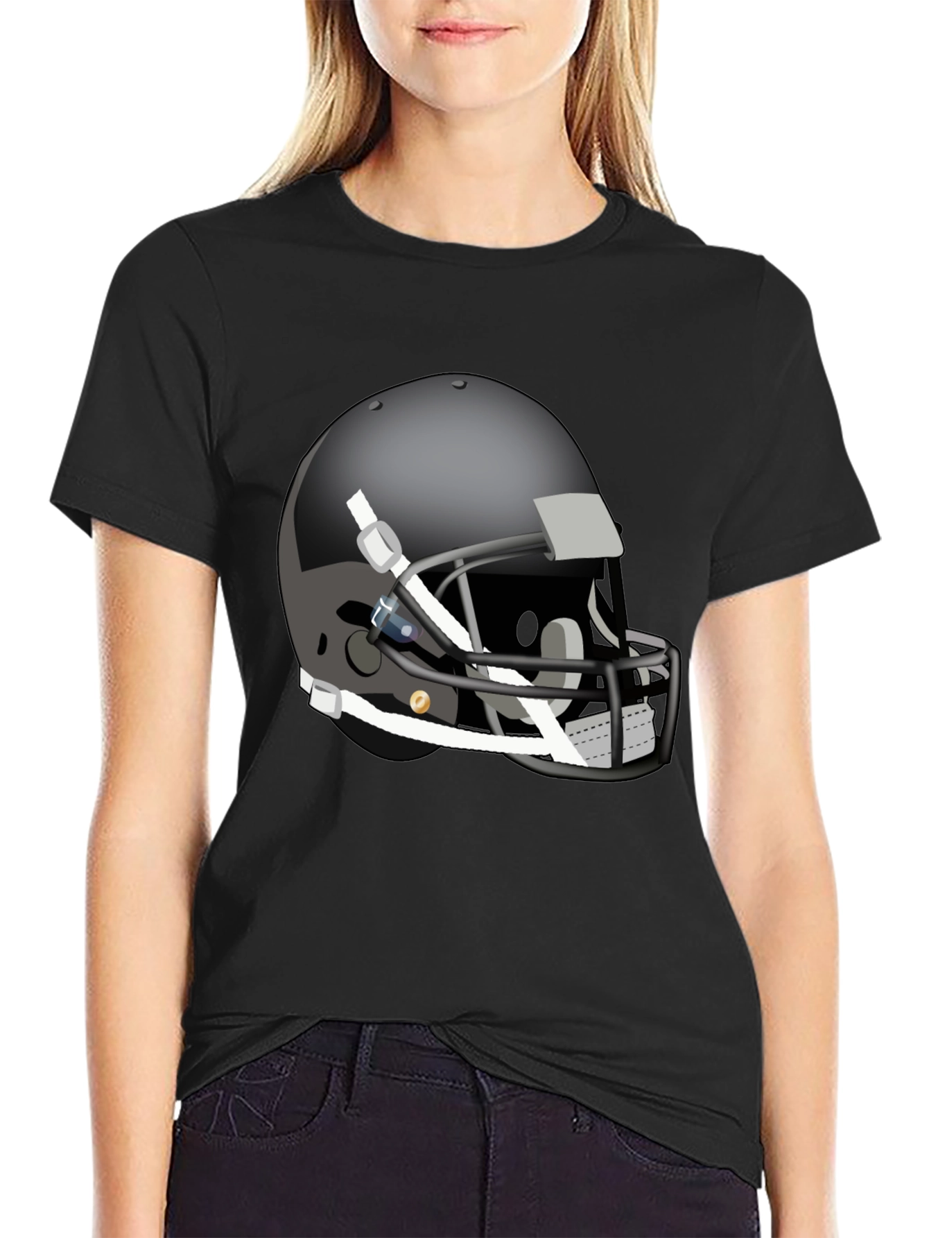 Black Football Helmet Graphic Tee - Stylish & Unique view 2