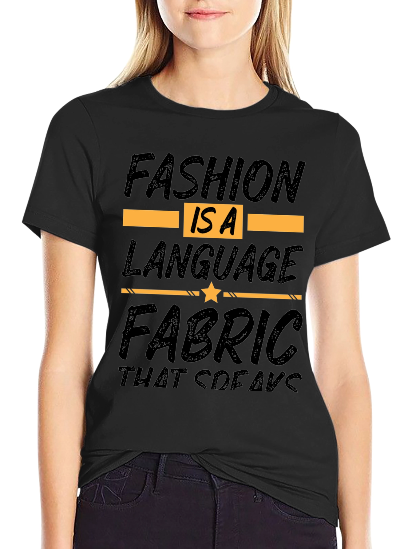 Fashion Is A Language Black Graphic Tee - 2