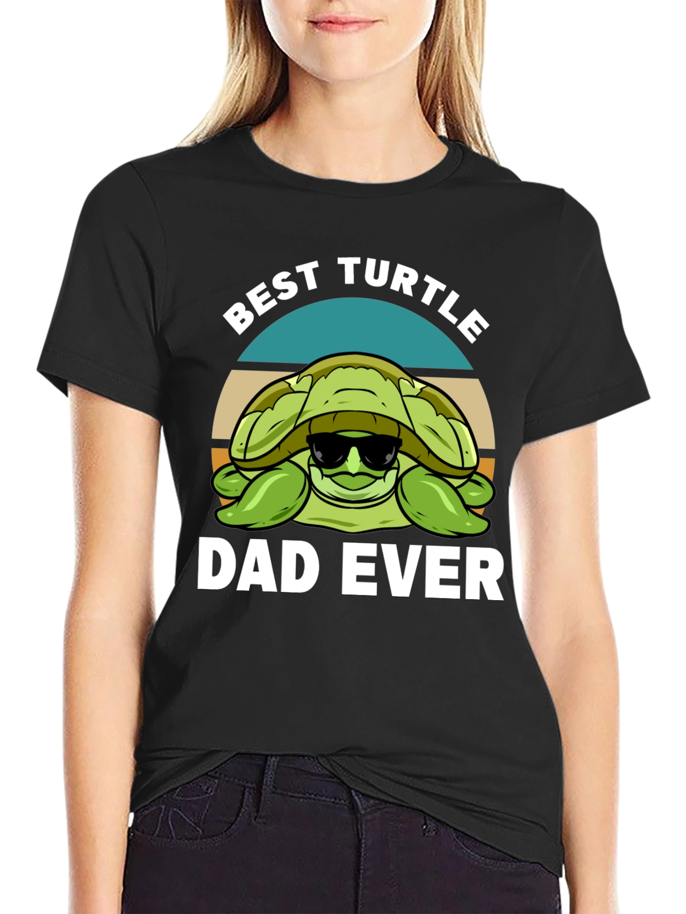 Black Best Turtle Dad Ever Graphic T-Shirt view 2