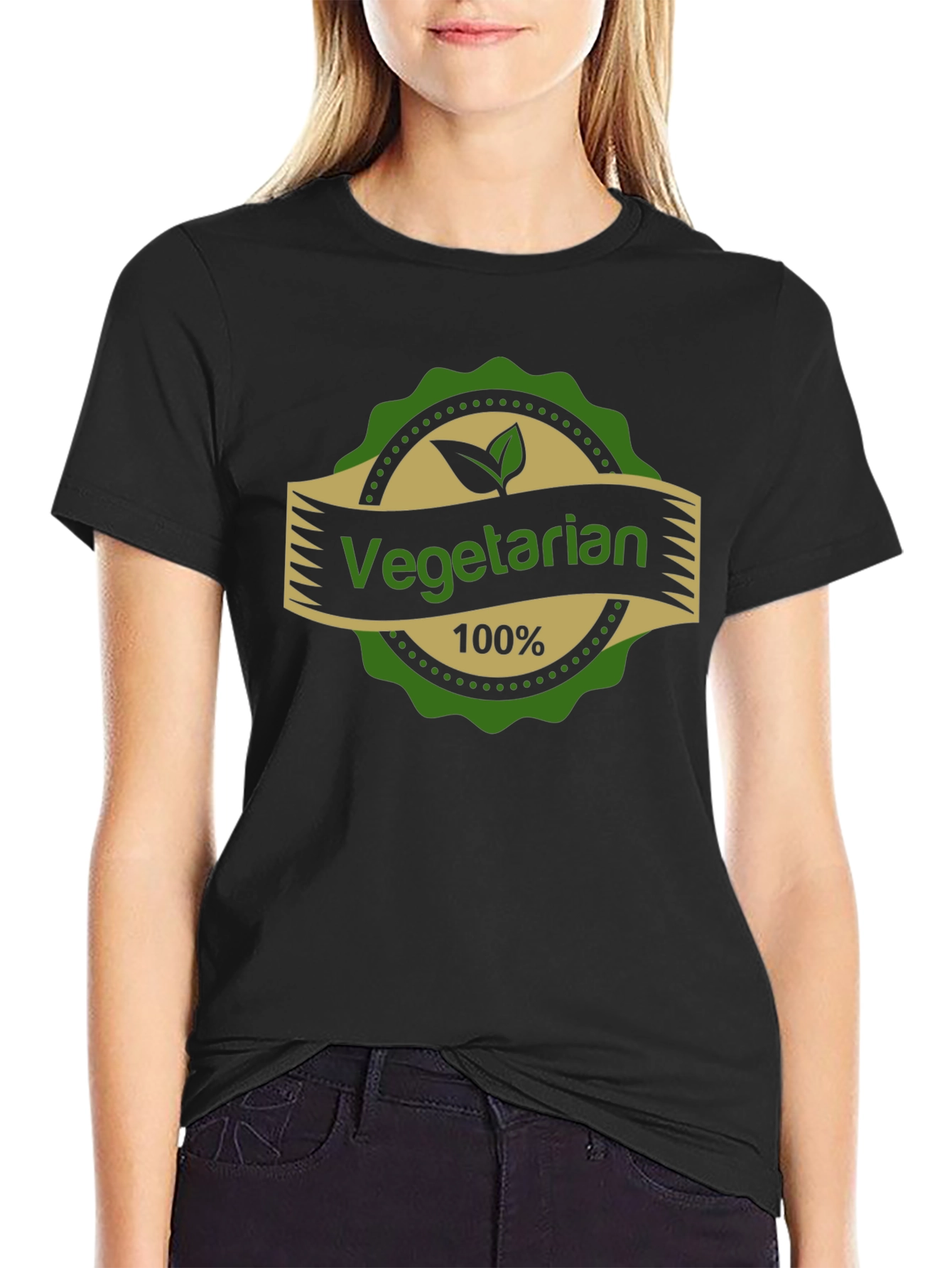 Black Vegetarian 100% T-Shirt view 2