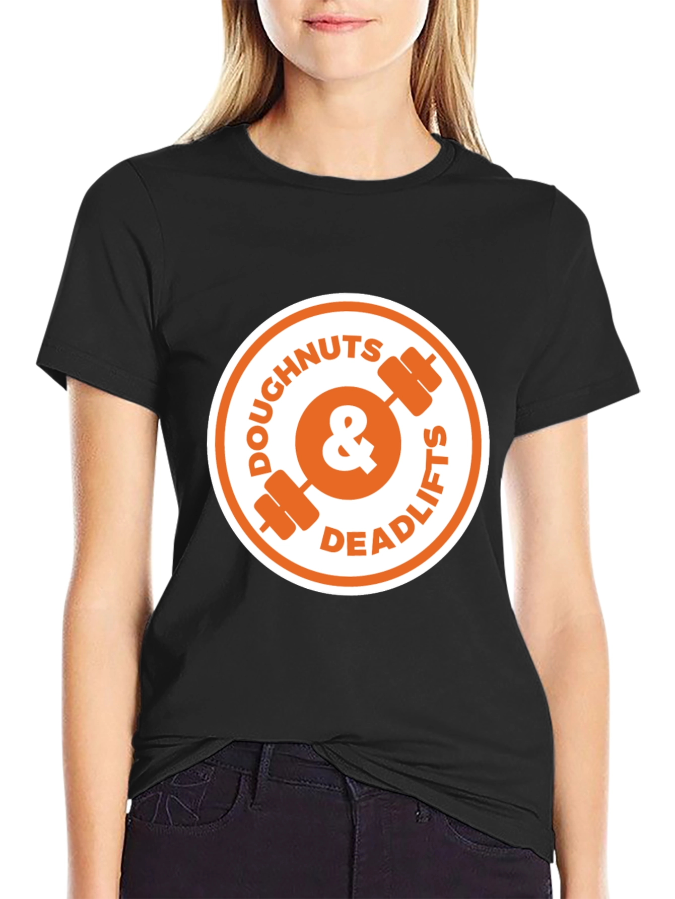 Black Doughnuts & Deadlifts Graphic Tee - Black view 2