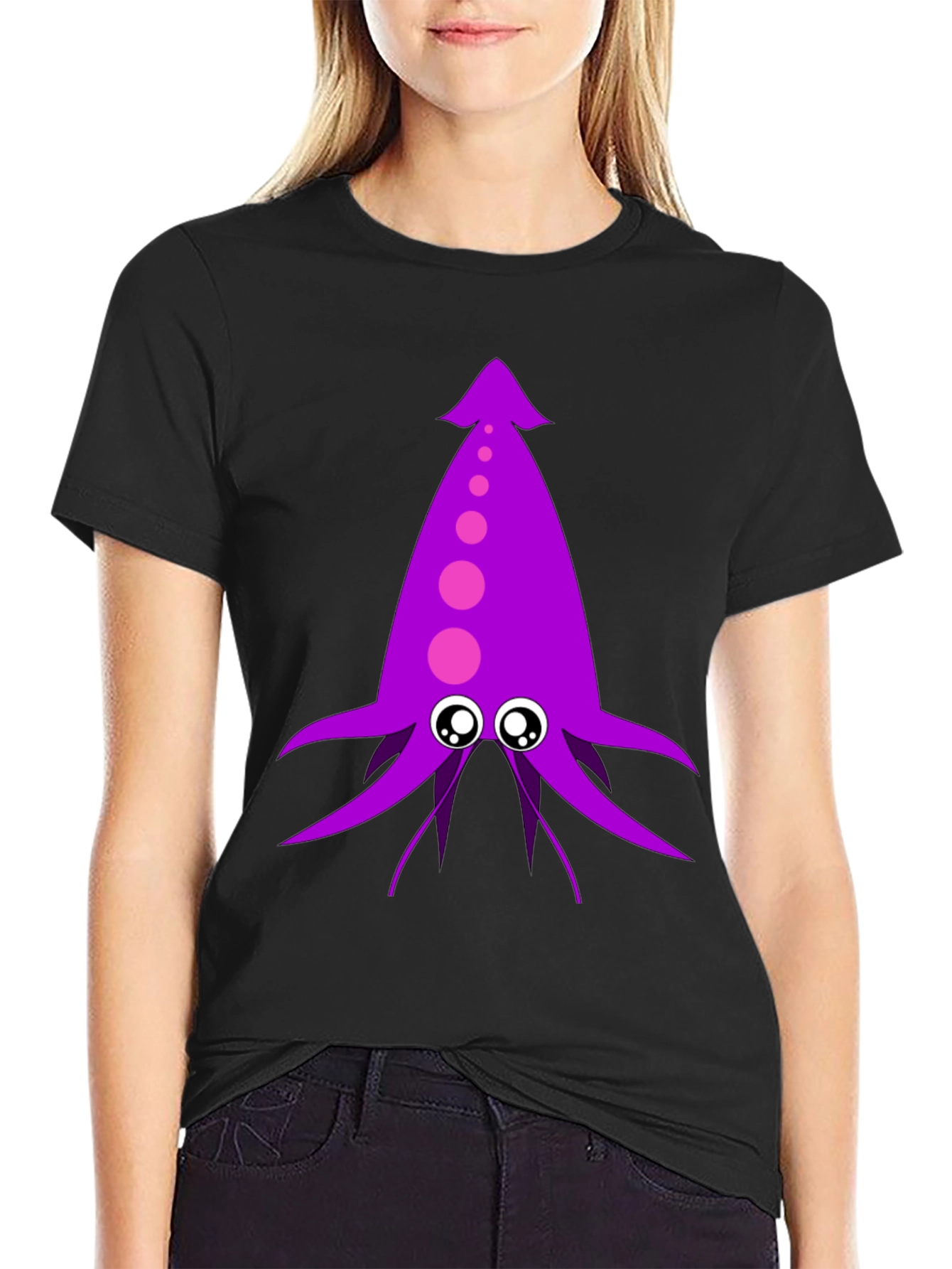 Black Purple Squid Graphic Tee - Men's Black T-Shirt view 2
