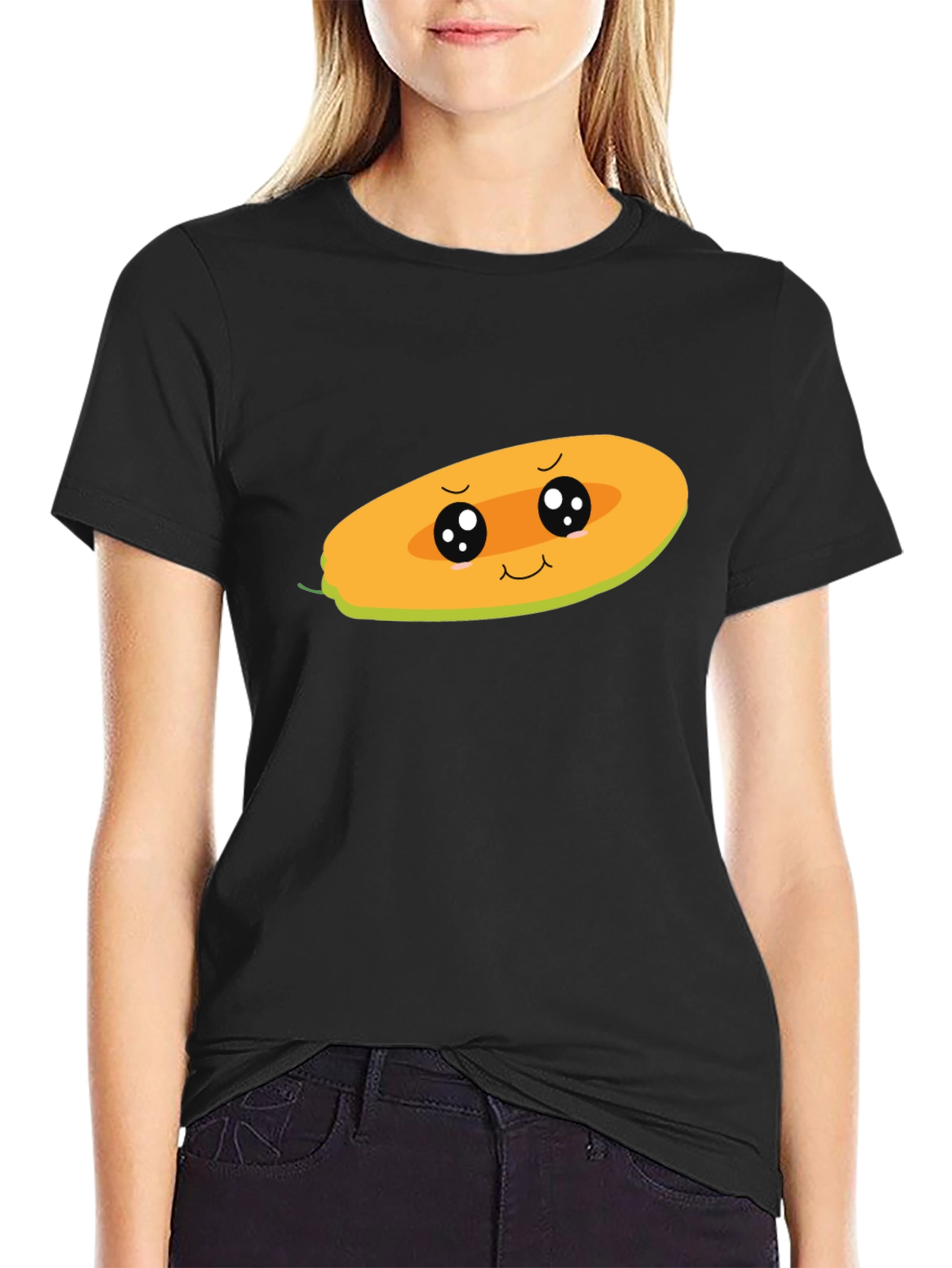 Black Kawaii Mango Graphic Tee - Cute Fruit Shirt view 2