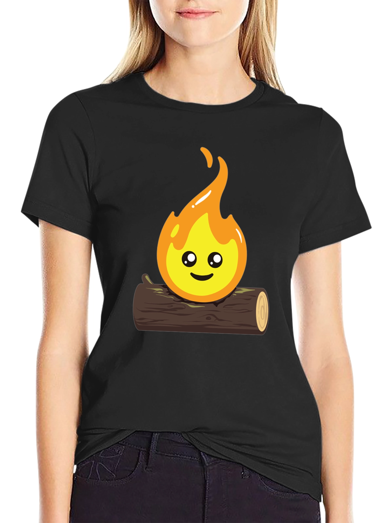 Black Cute Campfire Graphic T-Shirt - Black view 2