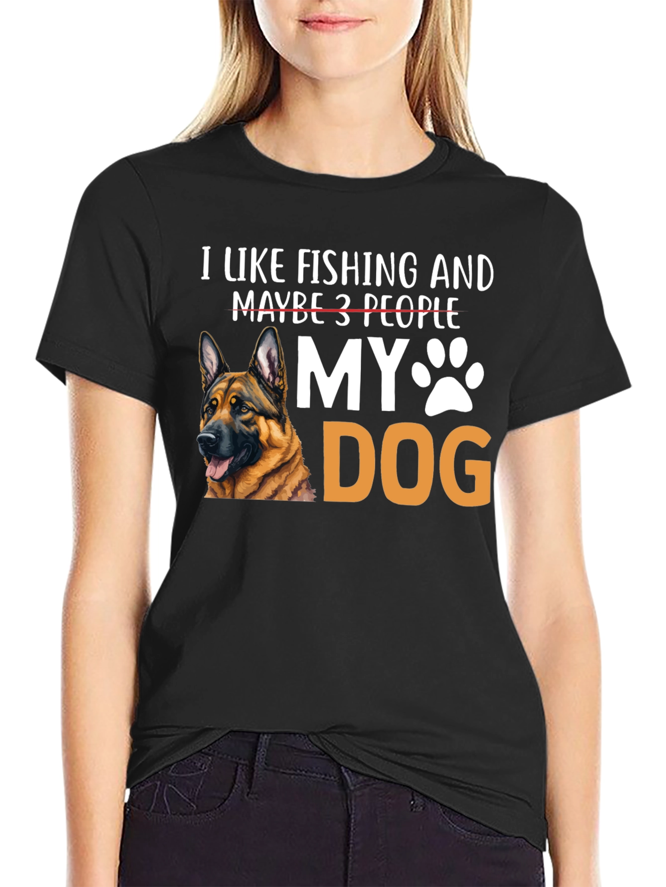 Black I Like Fishing & My Dog T-Shirt view 2
