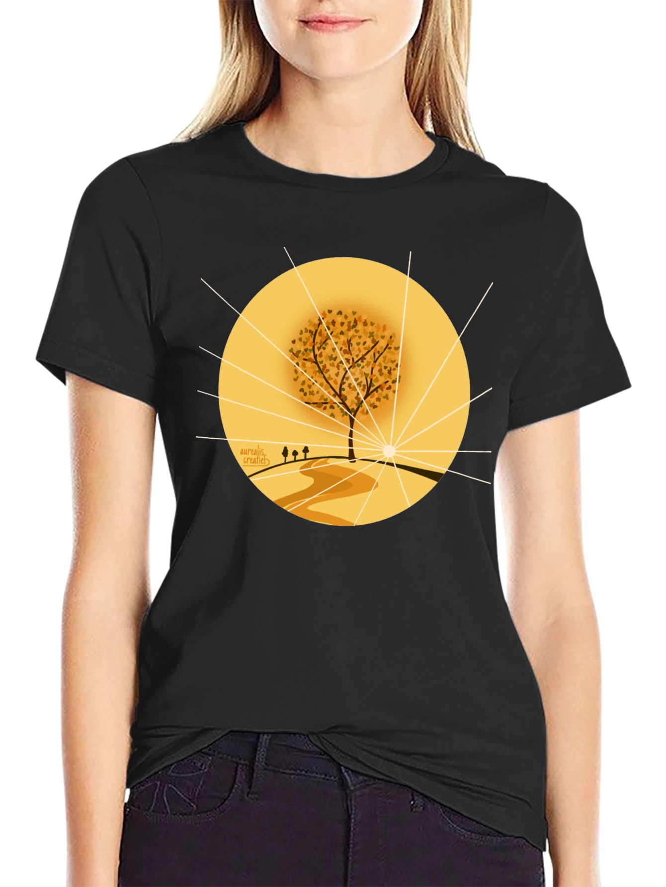 Black Autumnal Tree Graphic Tee - Black Cotton Blend view 2