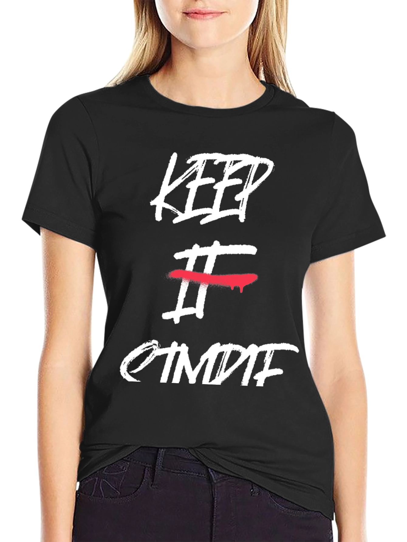 Black Keep It OTMDF T-Shirt - Stylish Graphic Tee view 2