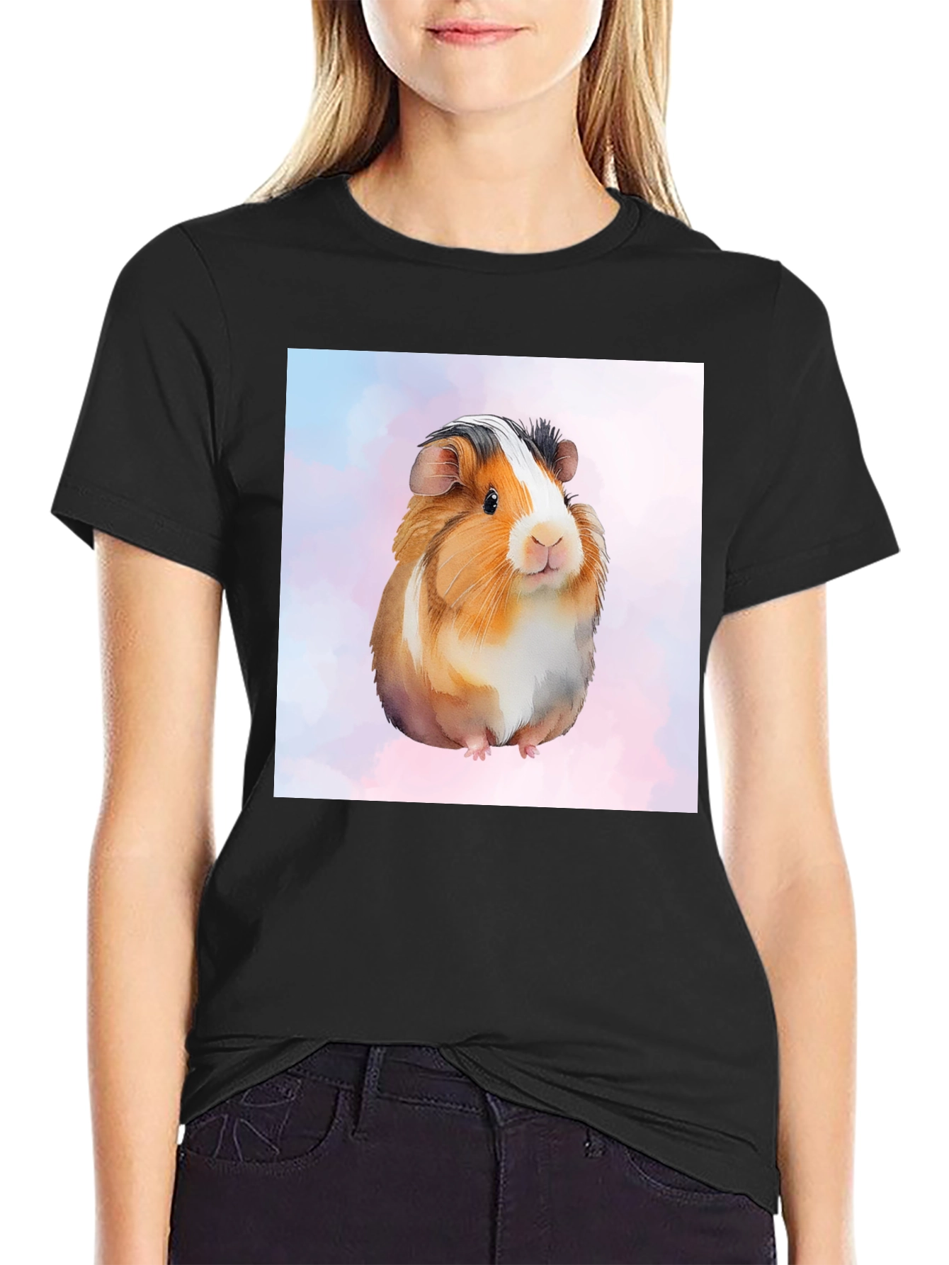 Black Guinea Pig Graphic Tee - Cute Pet Lover's Shirt view 2
