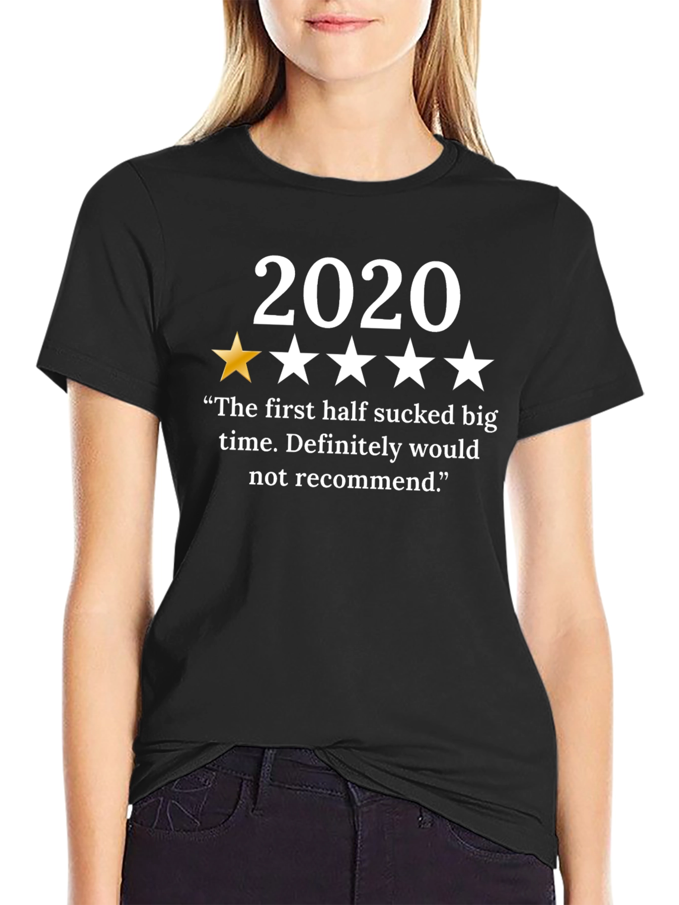 Black 2020 One-Star Review Graphic T-Shirt view 2