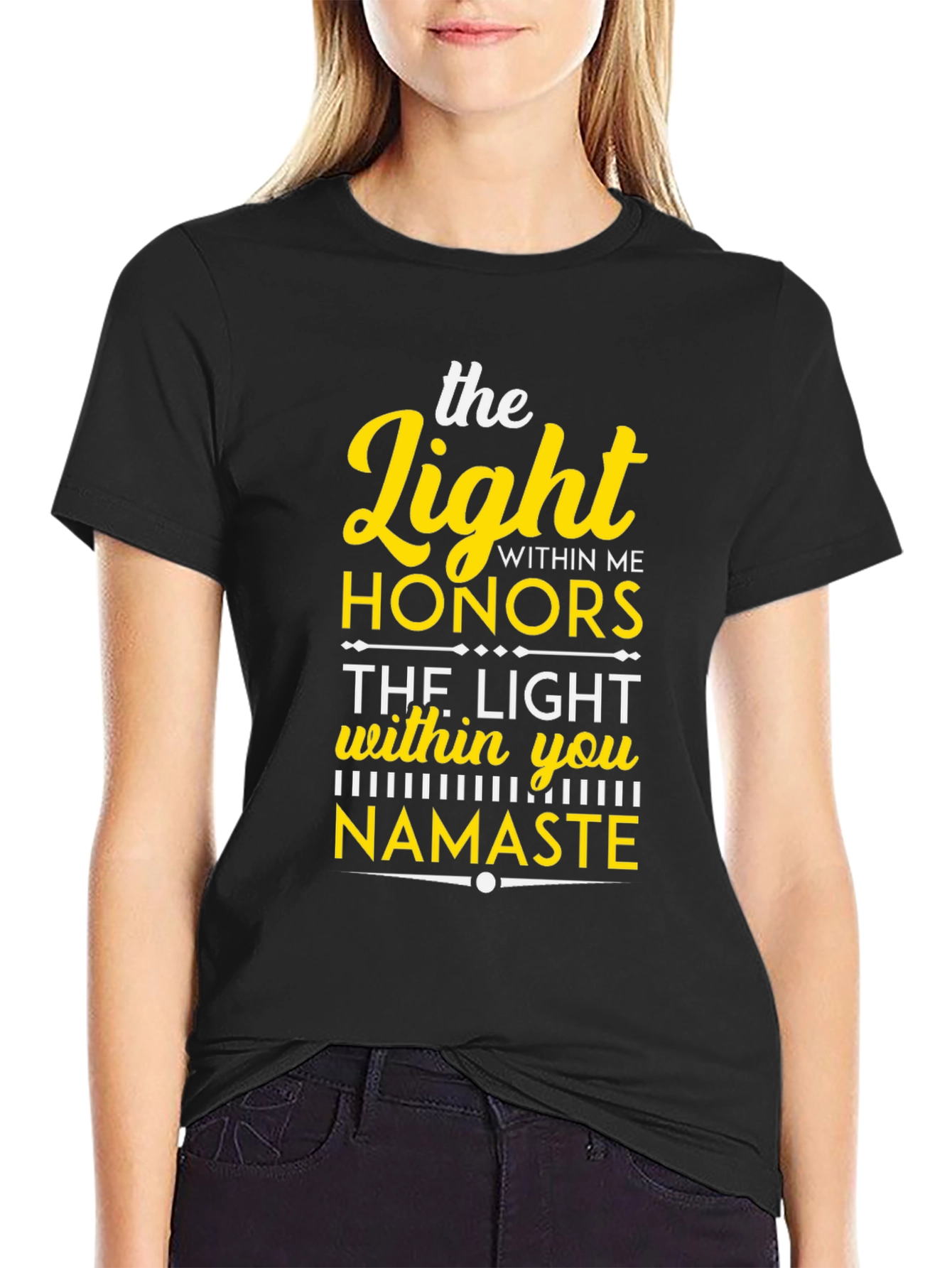 Black The Light Within Namaste Black T-Shirt view 2
