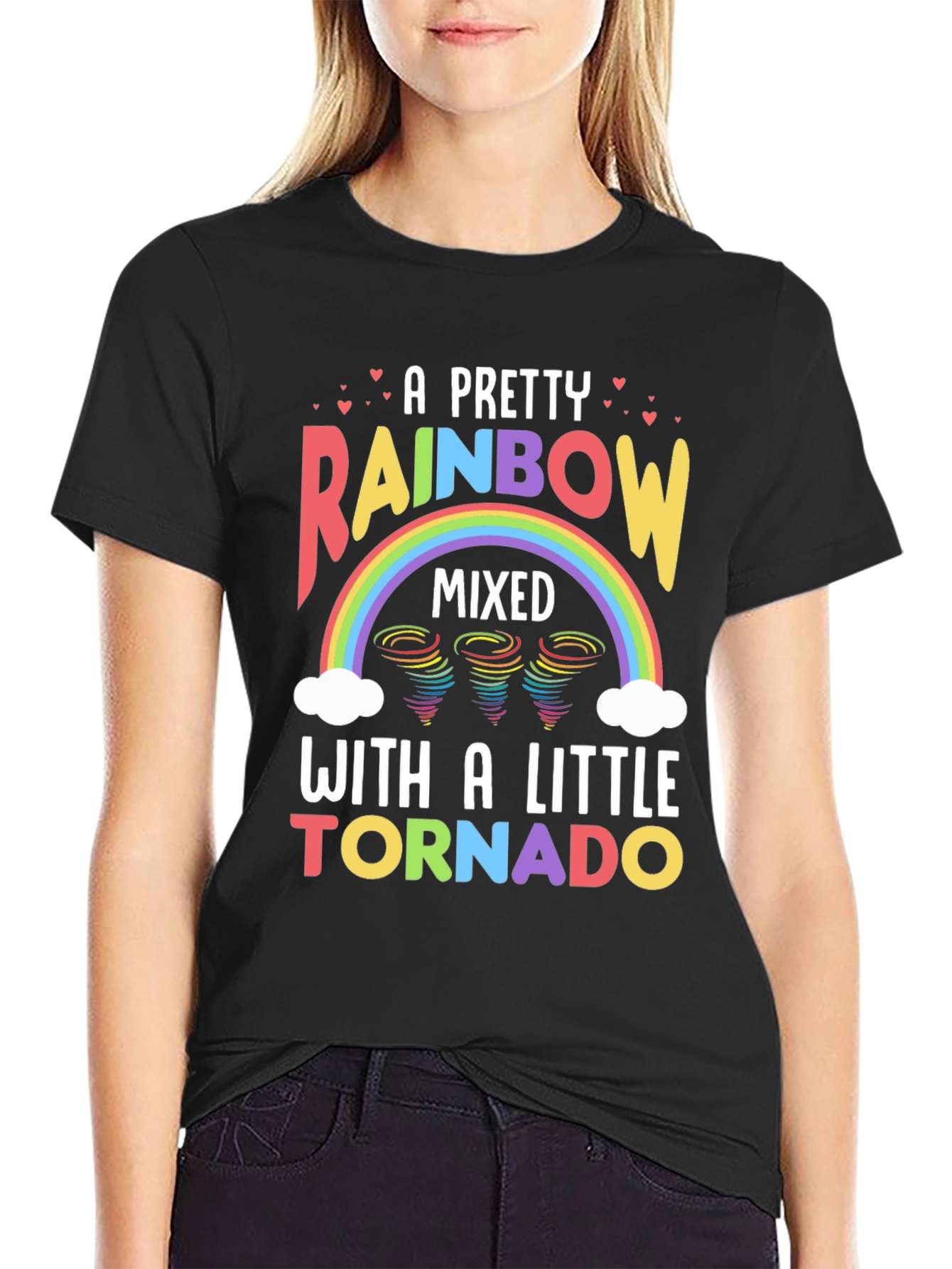 Black Rainbow Tornado T-Shirt, Unique Weather Design view 2
