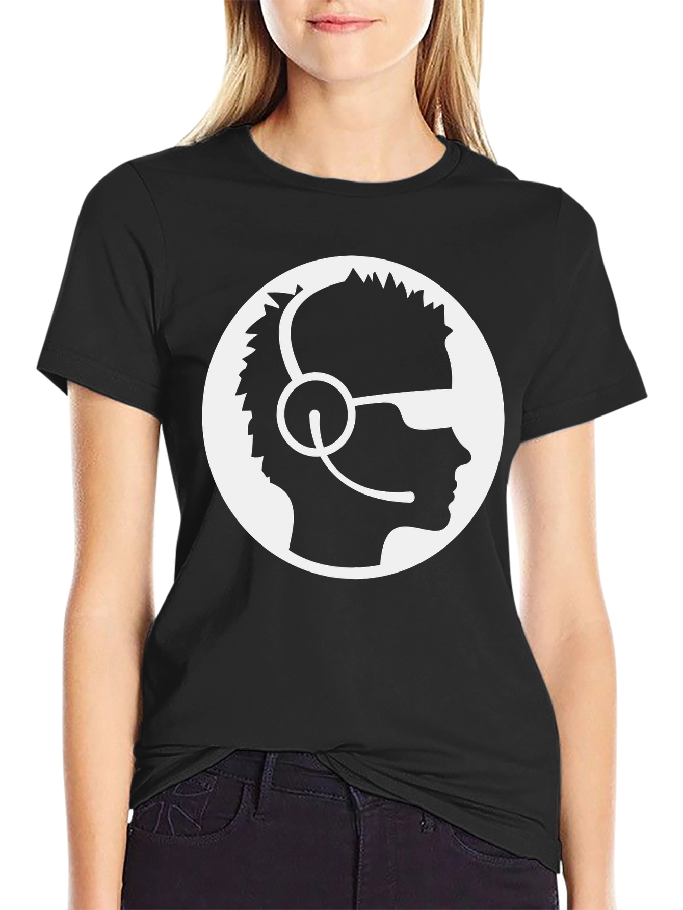 Black Gamer Profile T-Shirt - Black, Headset Design view 2