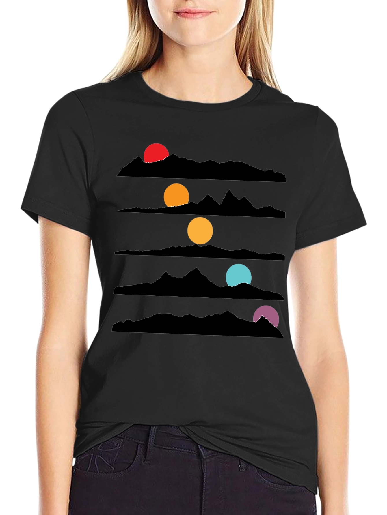 Black Sunset Mountainscape Graphic Tee view 2