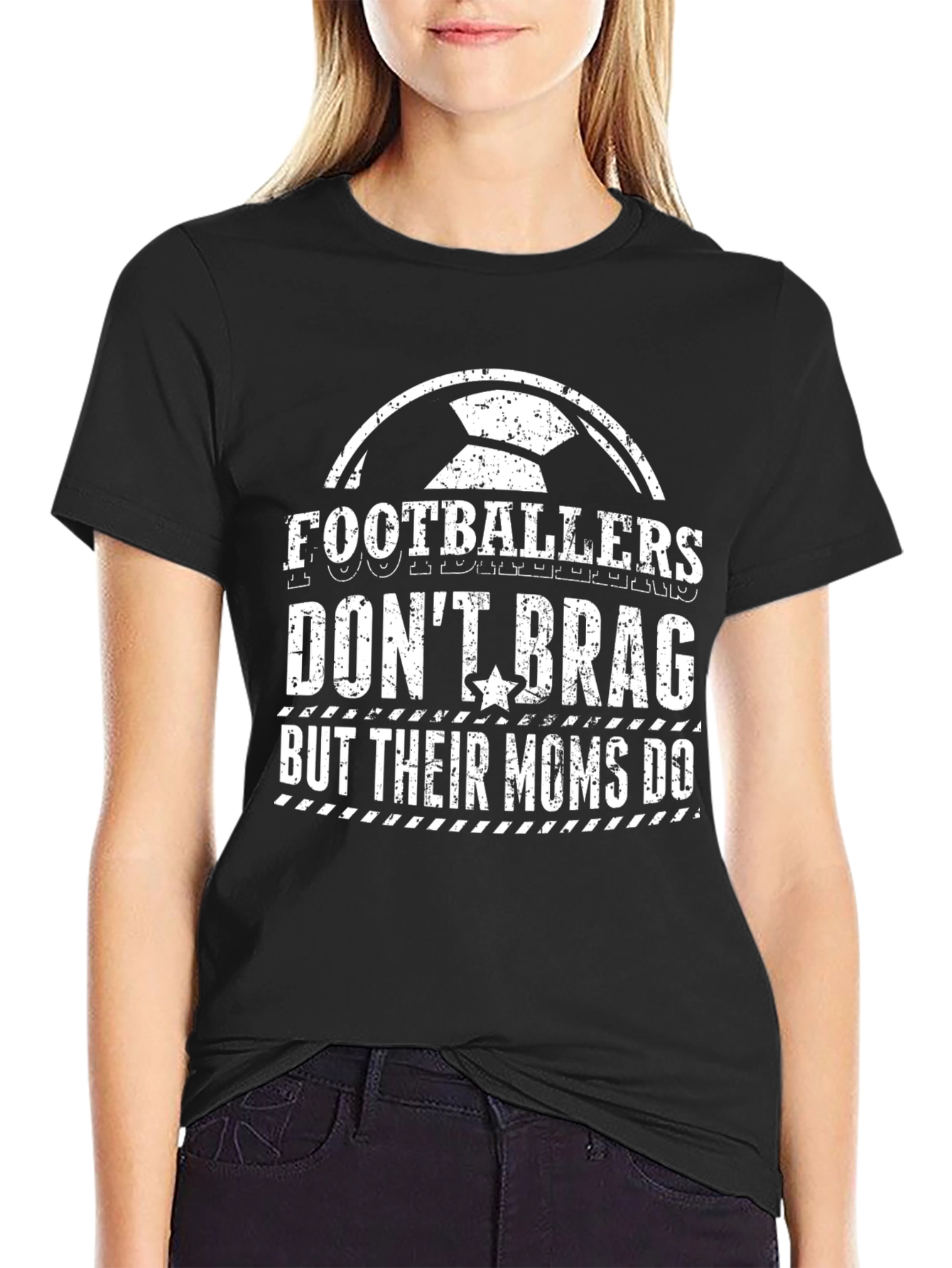 Black Footballer's Mom T-Shirt - Funny Sports Tee view 2