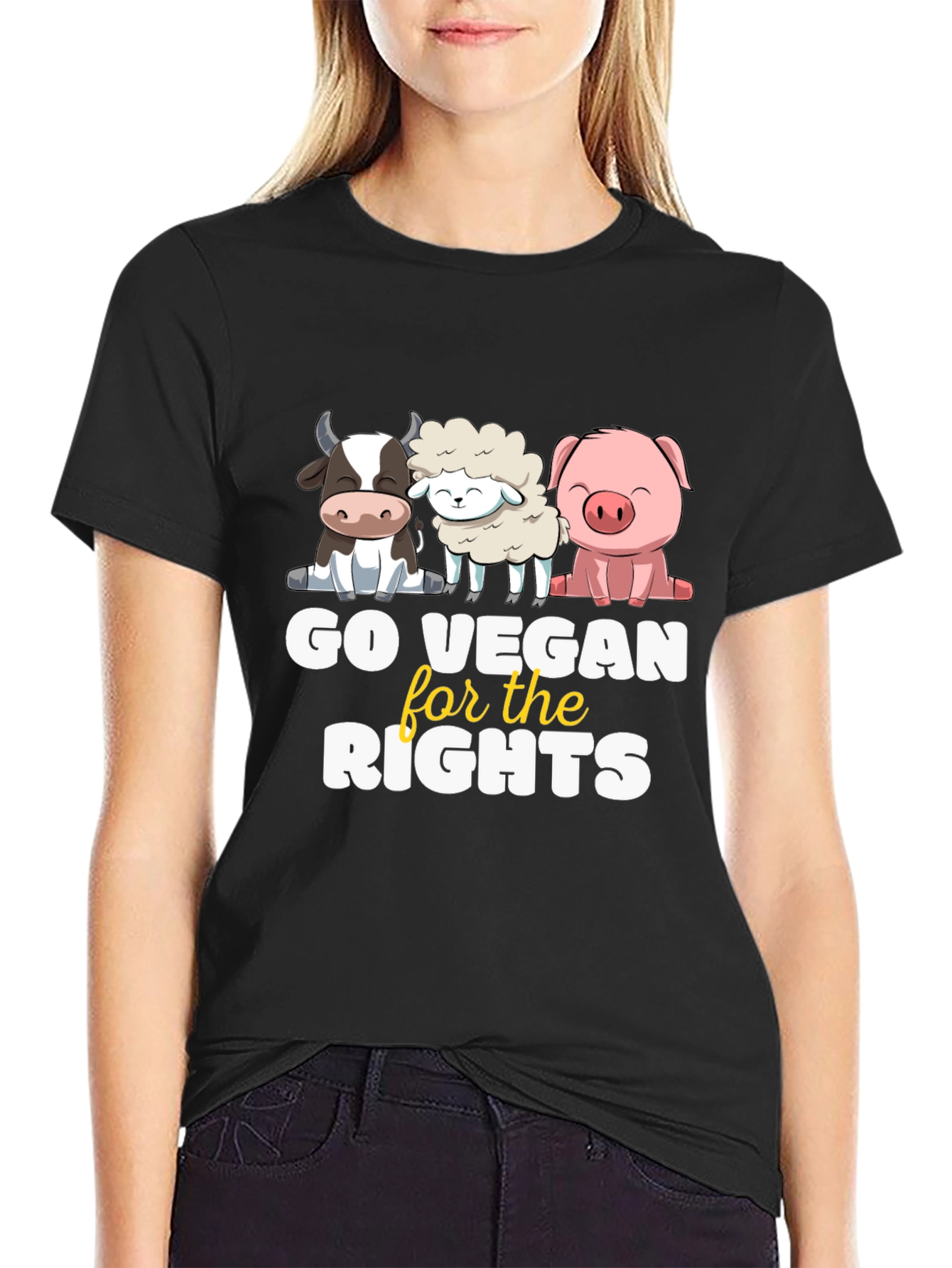 Black Go Vegan for the Rights Tee view 2