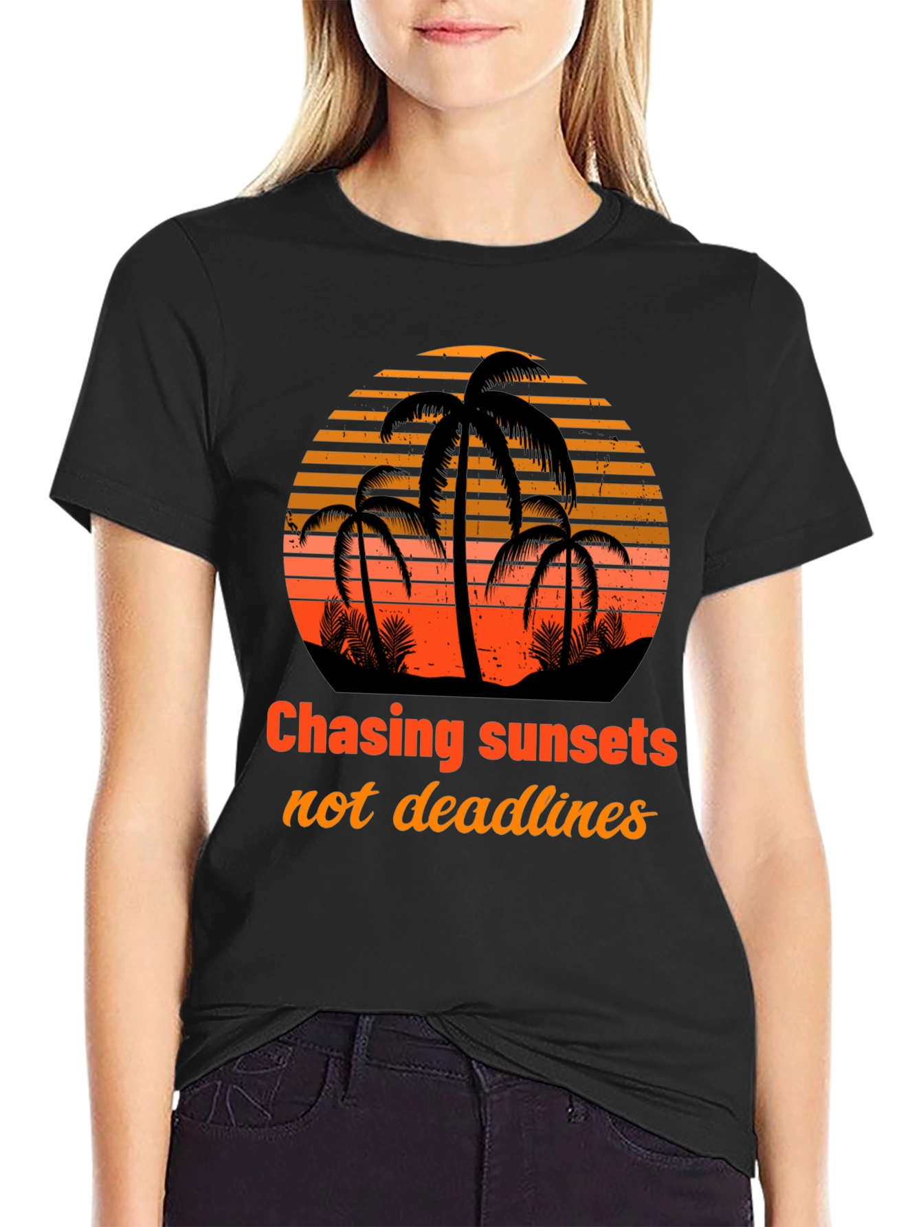 Black Chasing Sunsets T-Shirt - Tropical Design view 2