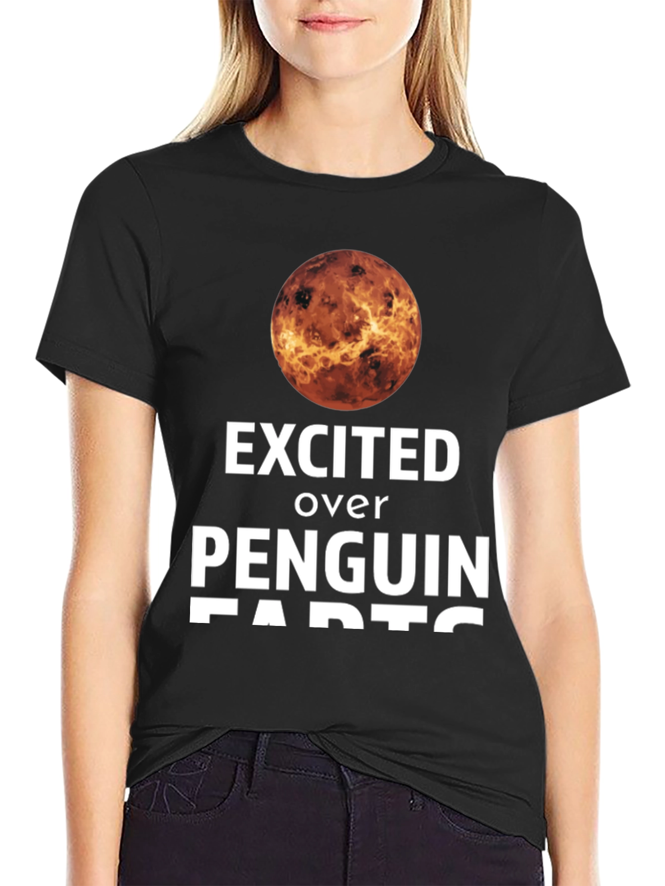 Black Excited Over Penguin Farts T-Shirt view 2