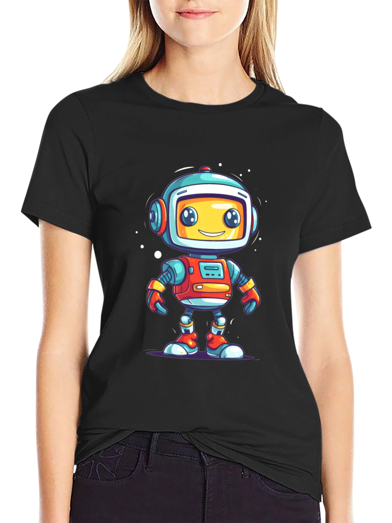 Black Fun Robot Graphic T-Shirt - Black view 2