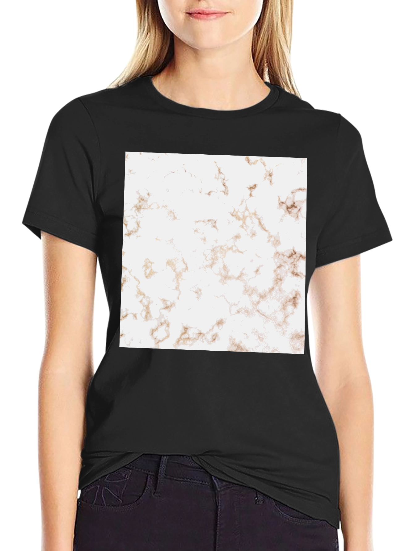 Black Marble Graphic Black T-Shirt view 2
