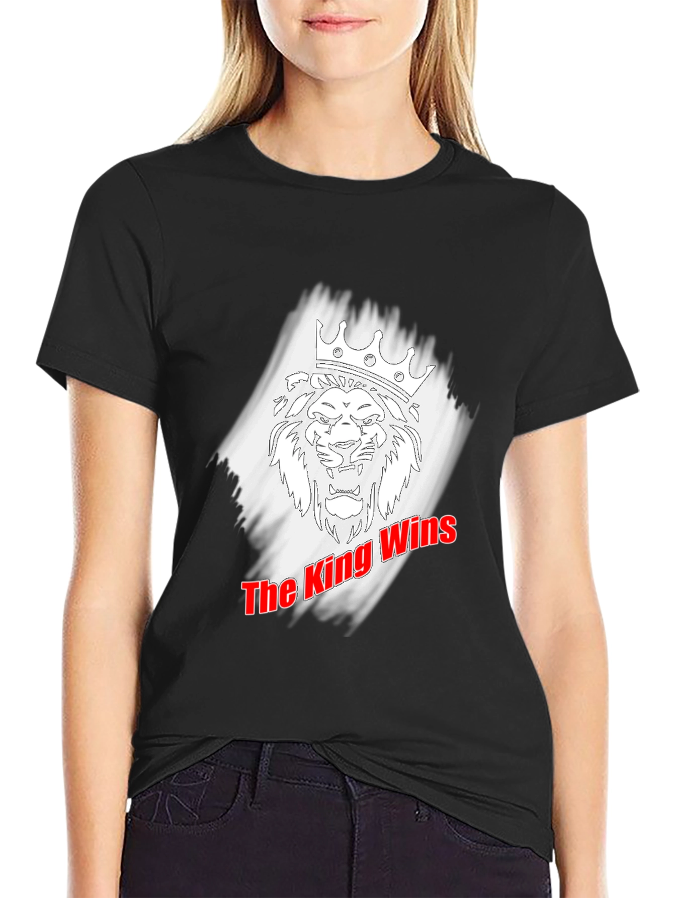 Black King Wins Graphic Tee - Black Cotton T-Shirt view 2