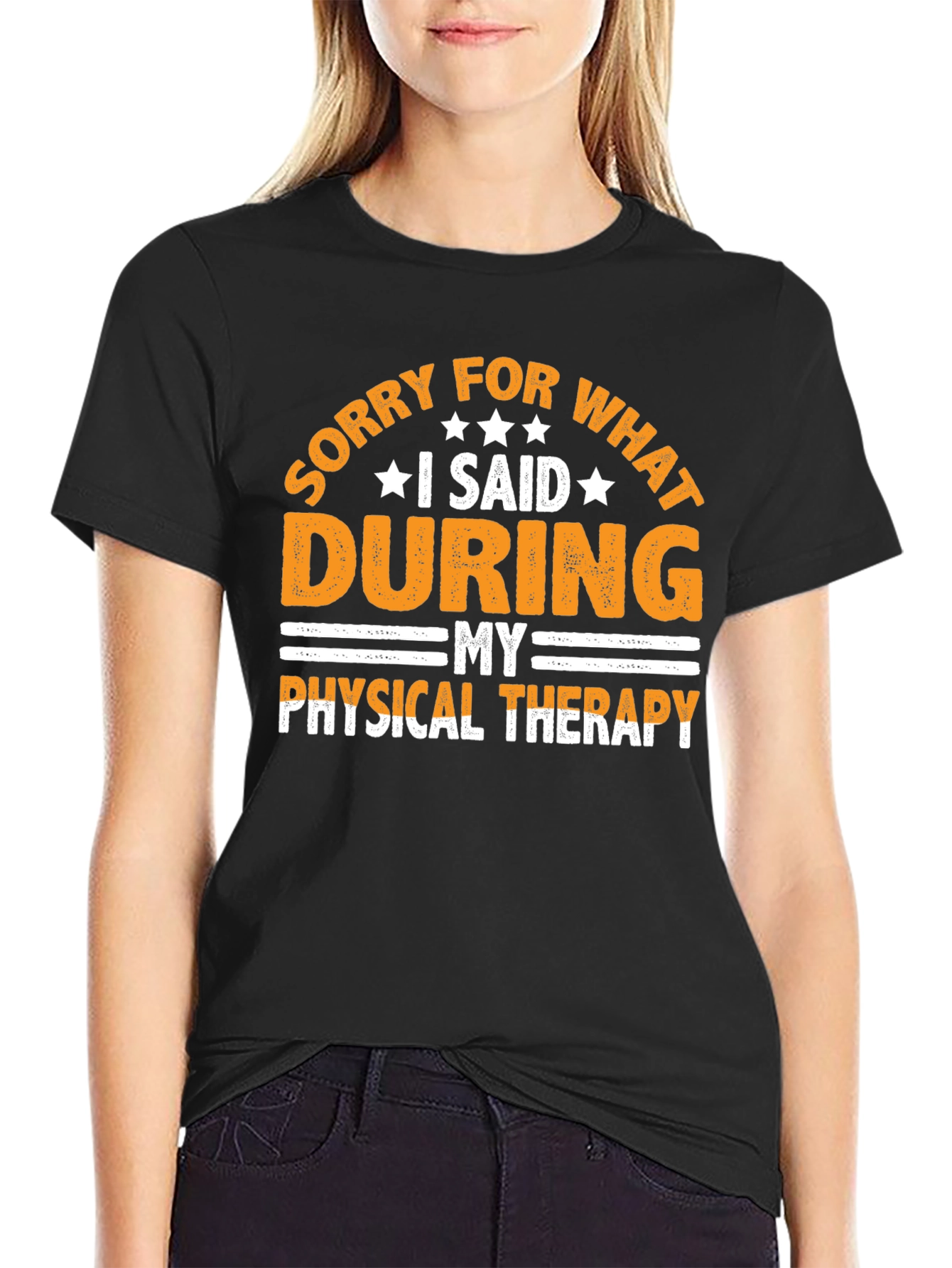 Black Funny Therapy T-Shirt: Sorry For What I Said view 2