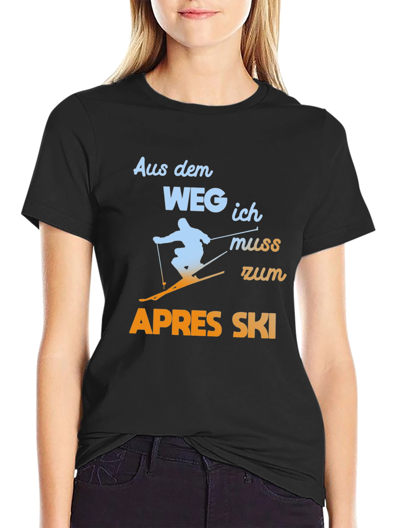 Black Apres Ski T-Shirt - Funny Skiing Tee view 2