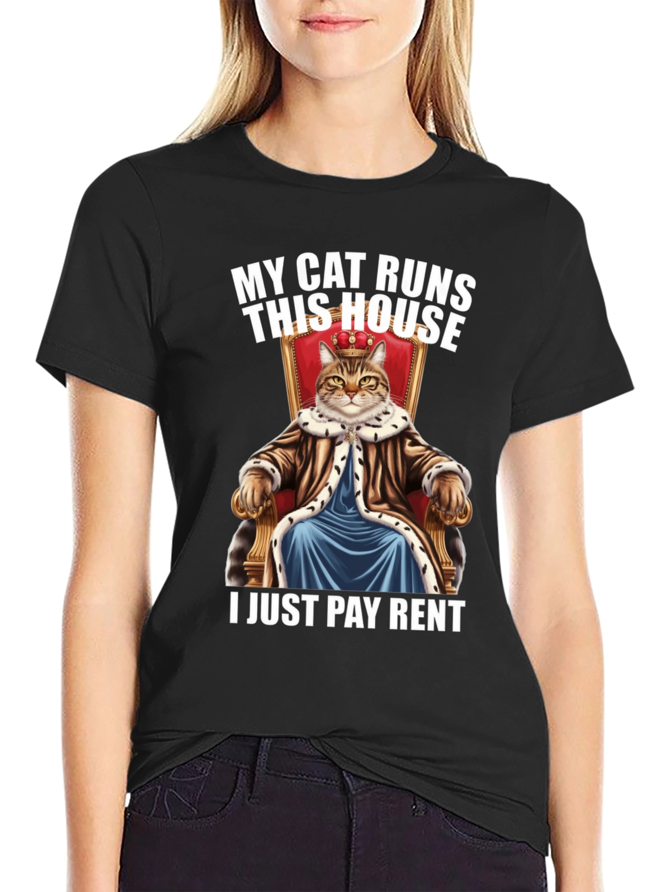 Black My Cat Runs This House Graphic Tee view 2